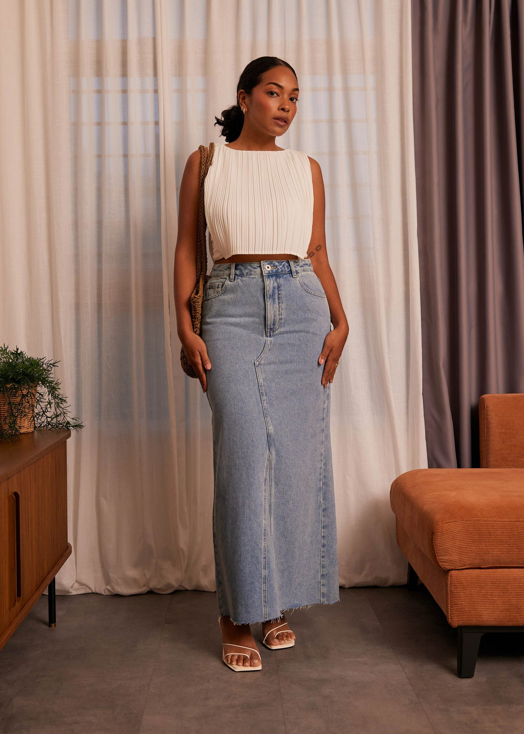 Dez Pleated Boat Neck Crop Top - Image 11