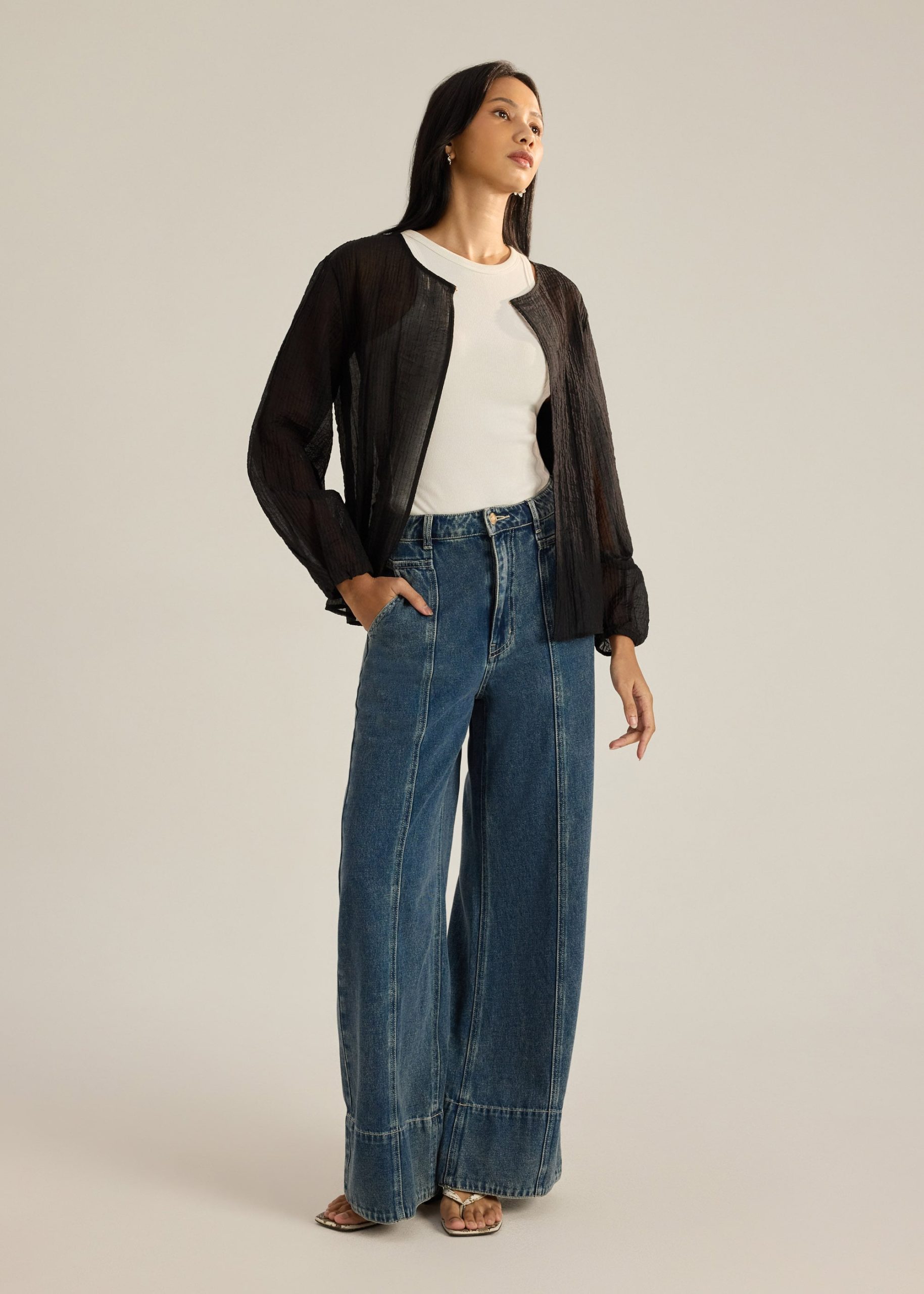 Viv RuchedReady® Sheer Textured Cardigan - Image 2