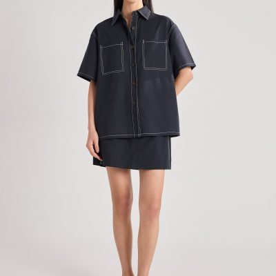 Contrast Stitch Oversized Shirt