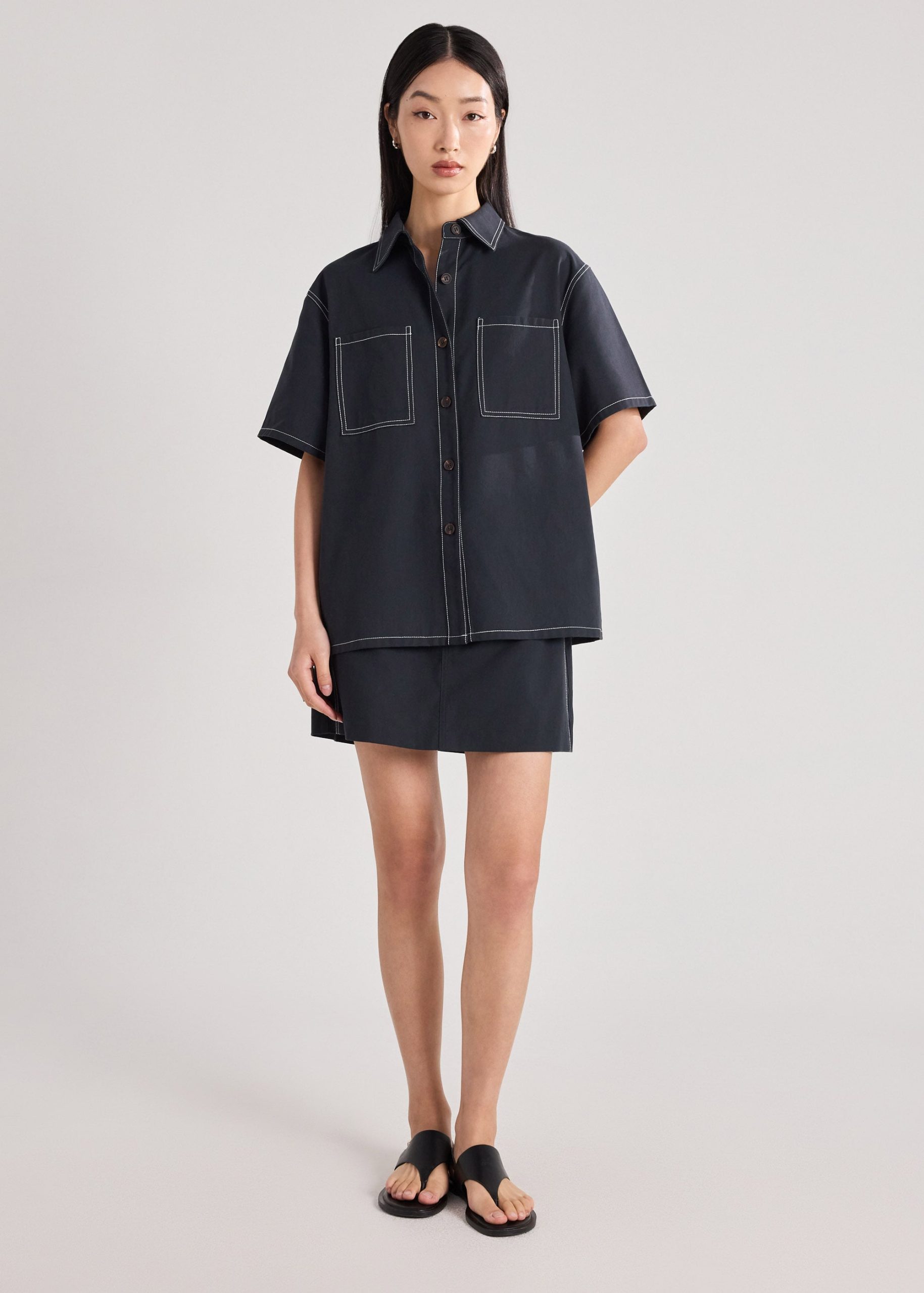 Contrast Stitch Oversized Shirt