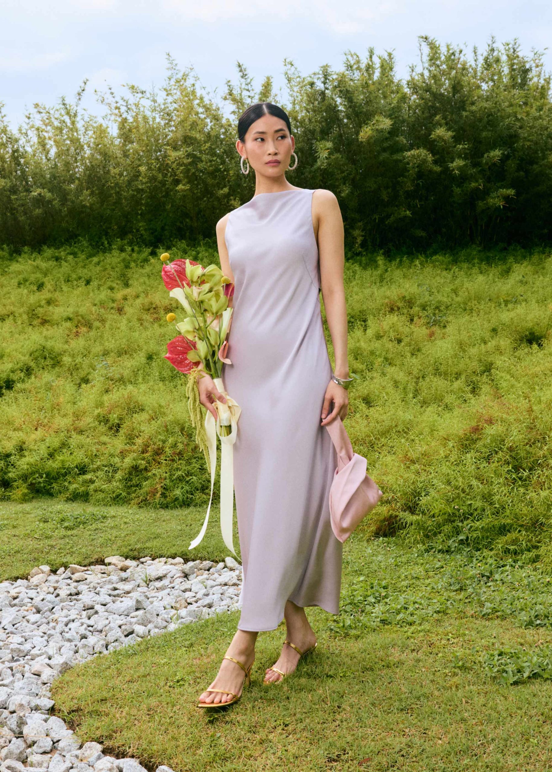 BraFree by LB Satin Cowl Neck Bias Cut Maxi Dress - Image 20