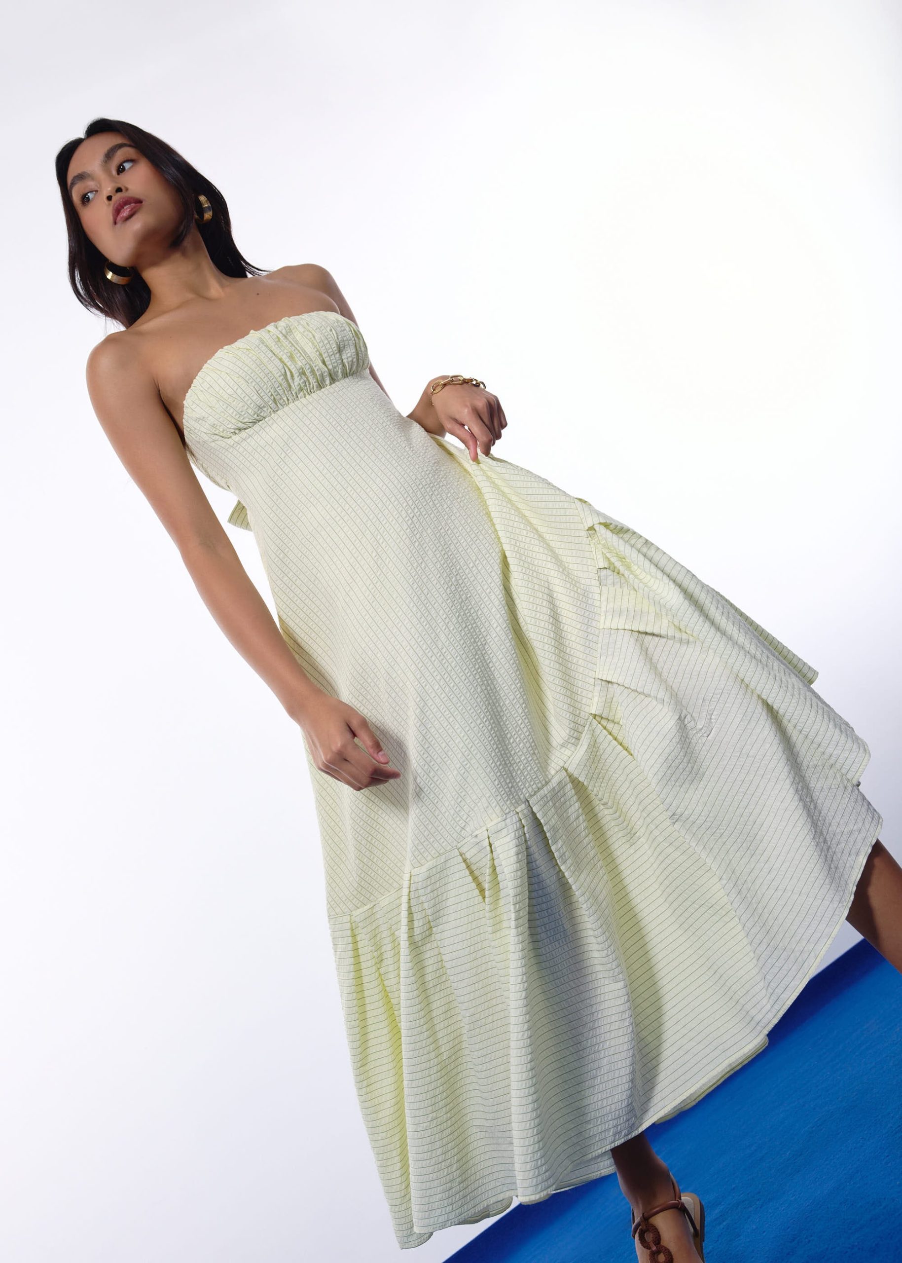 BraFree by LB Pinstripe Seersucker Multi-way Fit & Flare Maxi Dress - Image 4