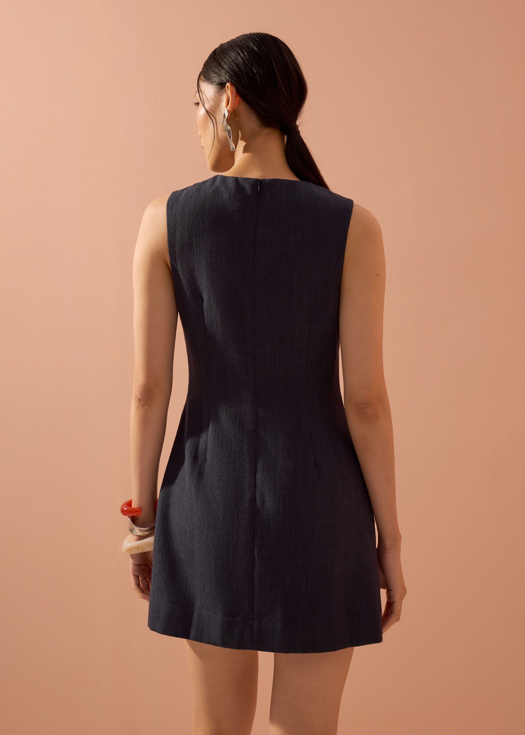 Rani Textured Button Down Shift Mini Dress - Image 17