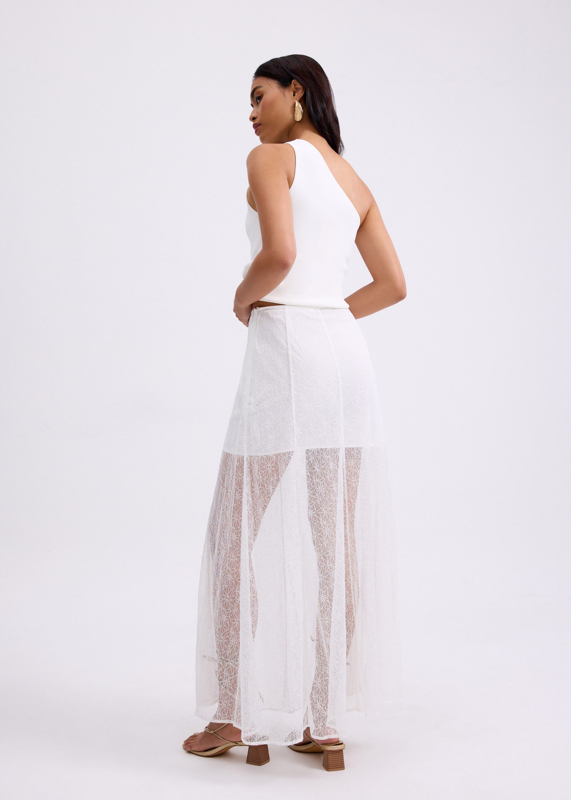 Sheer Lace A-Line Maxi Skirt - Image 14