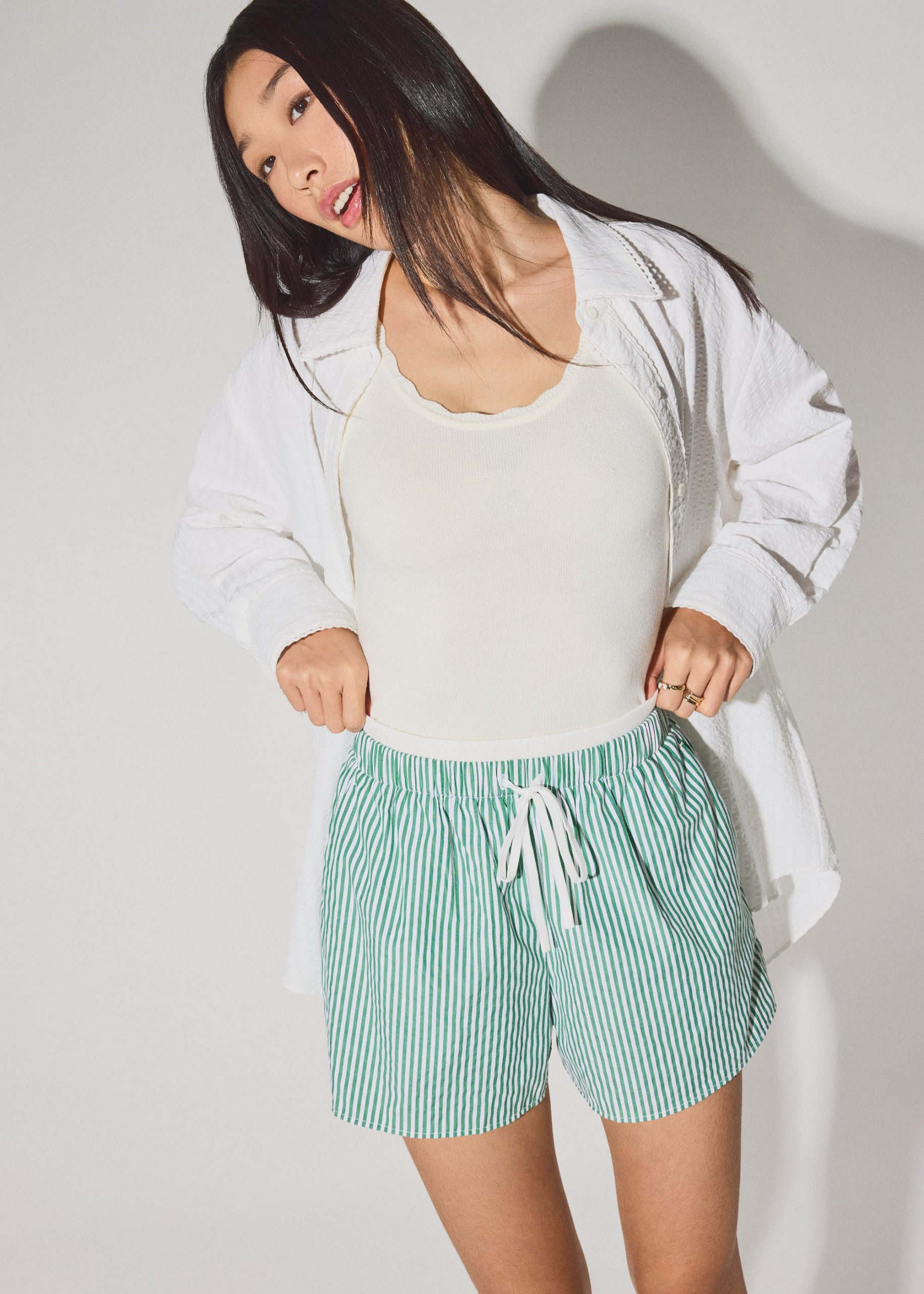 Striped Cotton A-line Shorts - Image 12