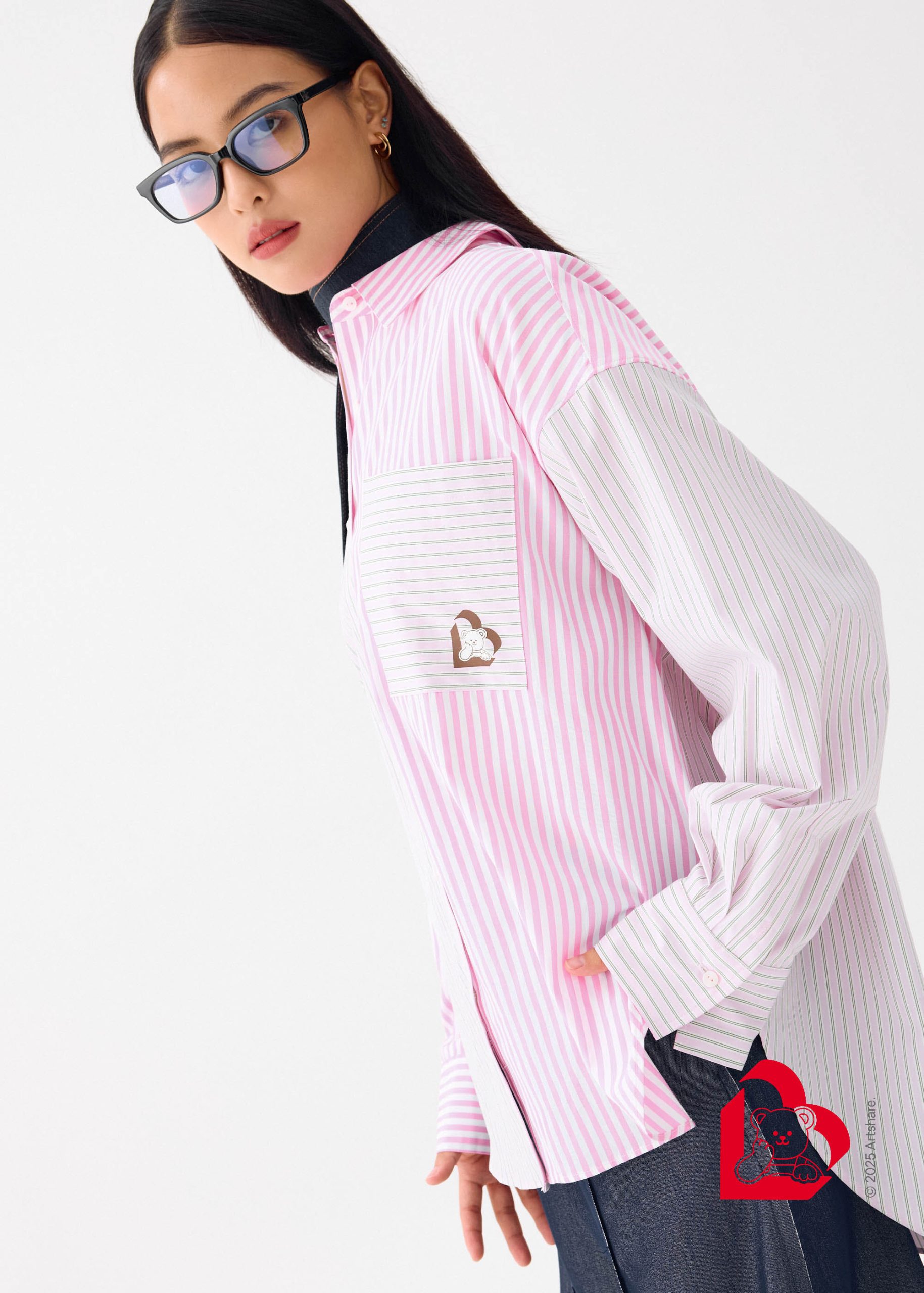 Love, Bonito | Wiggle Wiggle RuchedReady® Oversized Shirt in Pink - Image 3