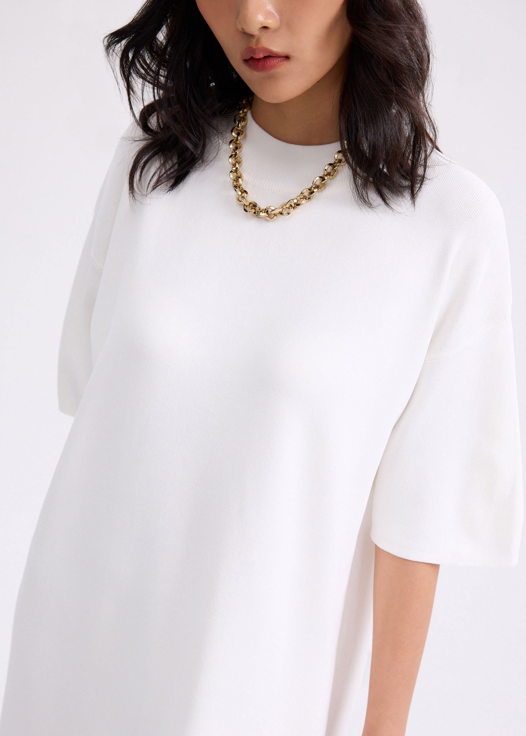 Knit Round Neck Shift Mini Dress - Image 14