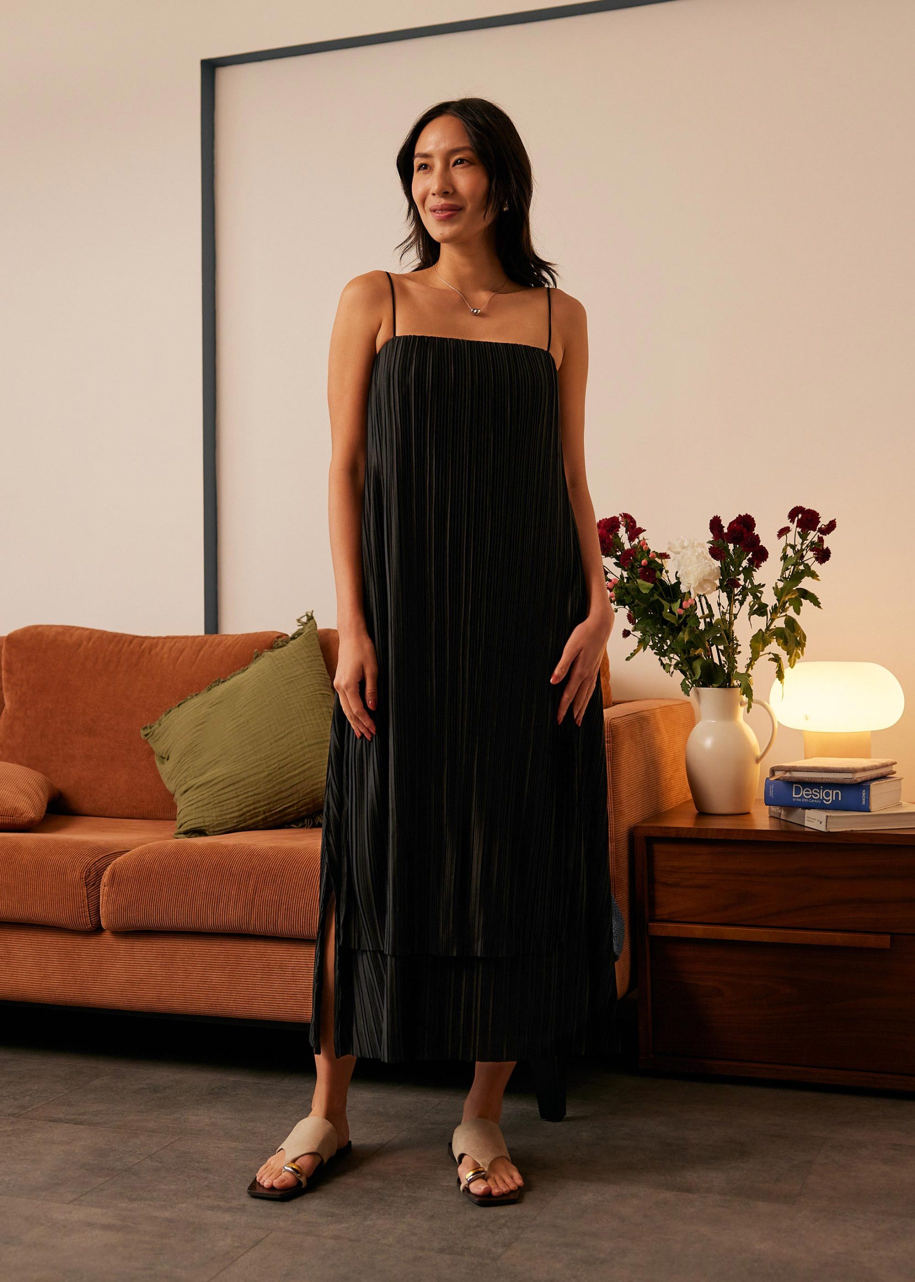 Plisse Trapeze Column Midaxi Dress - Image 8