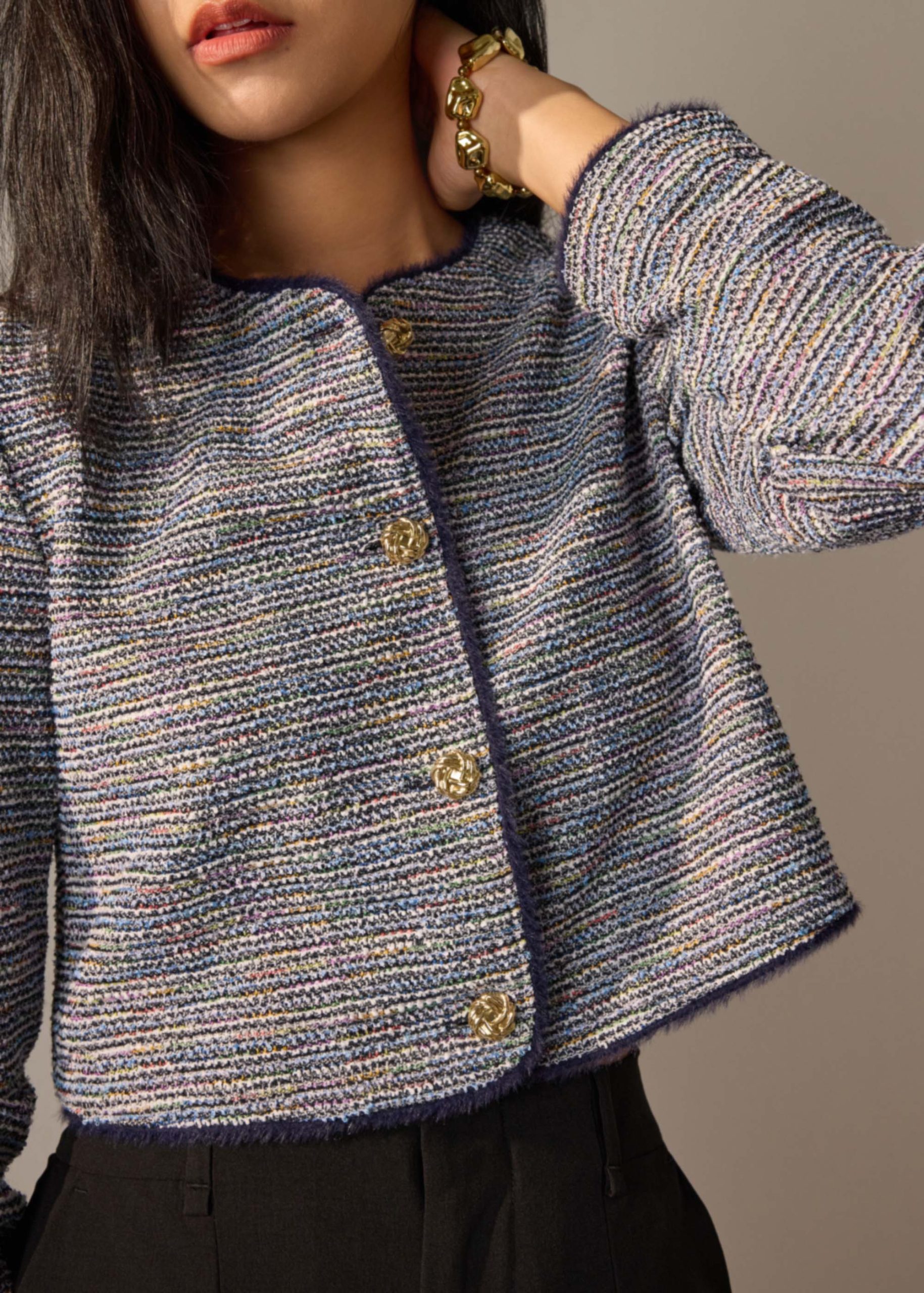 Sae RuchedReady® Stretch Tweed Boxy Jacket - Image 3