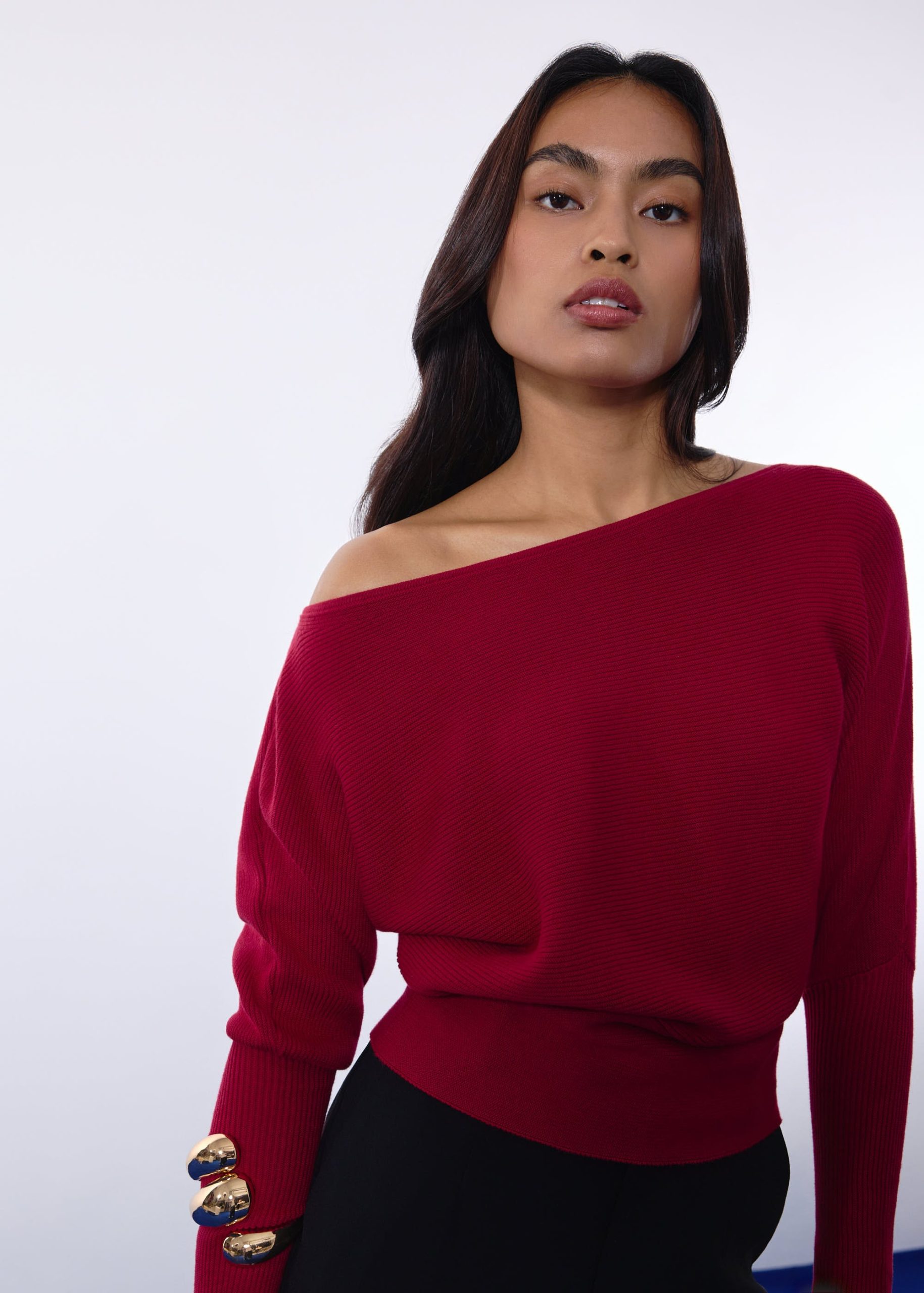 Knit Asymmetric Puff Sleeve Top - Image 4