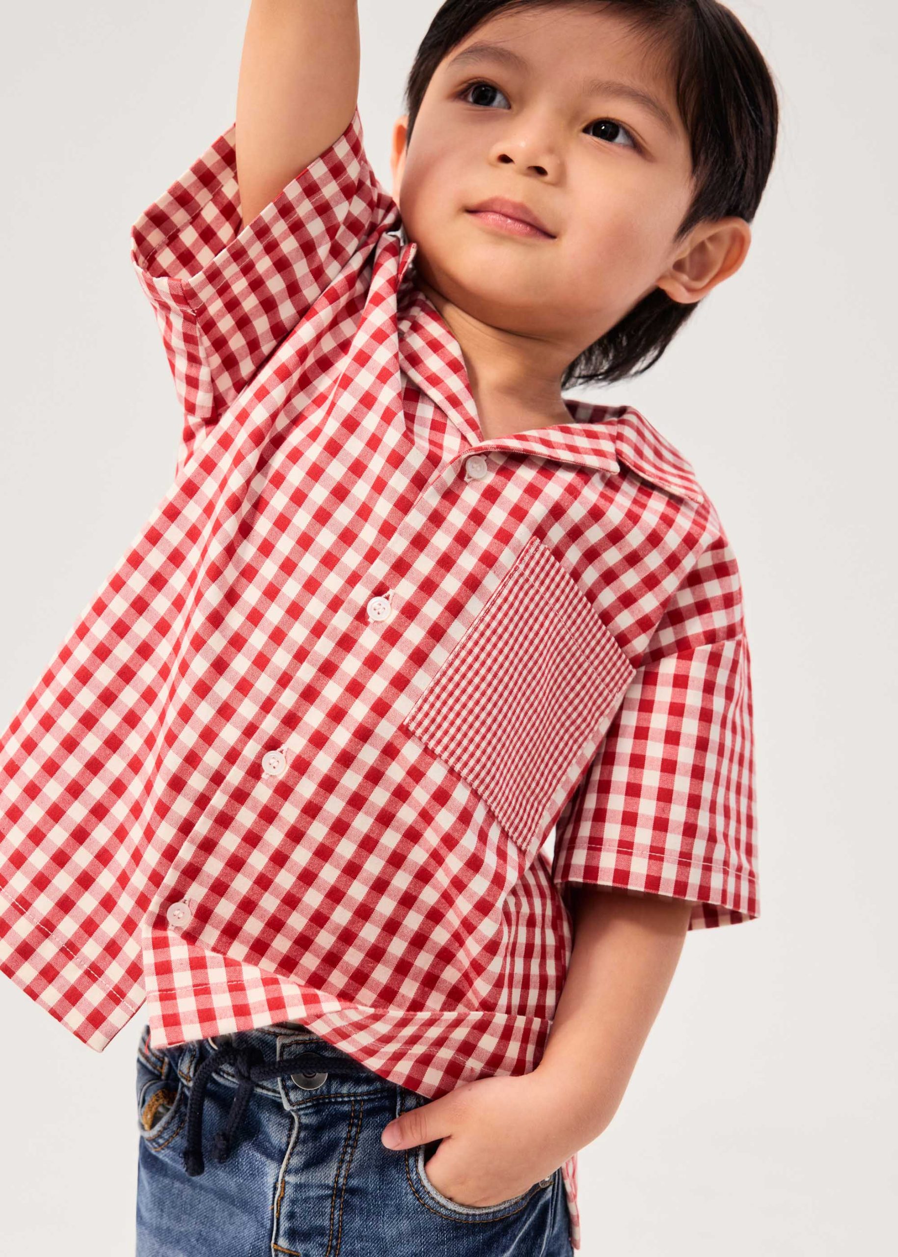 Kids' Gingham Cotton Button Down Shirt - Image 2