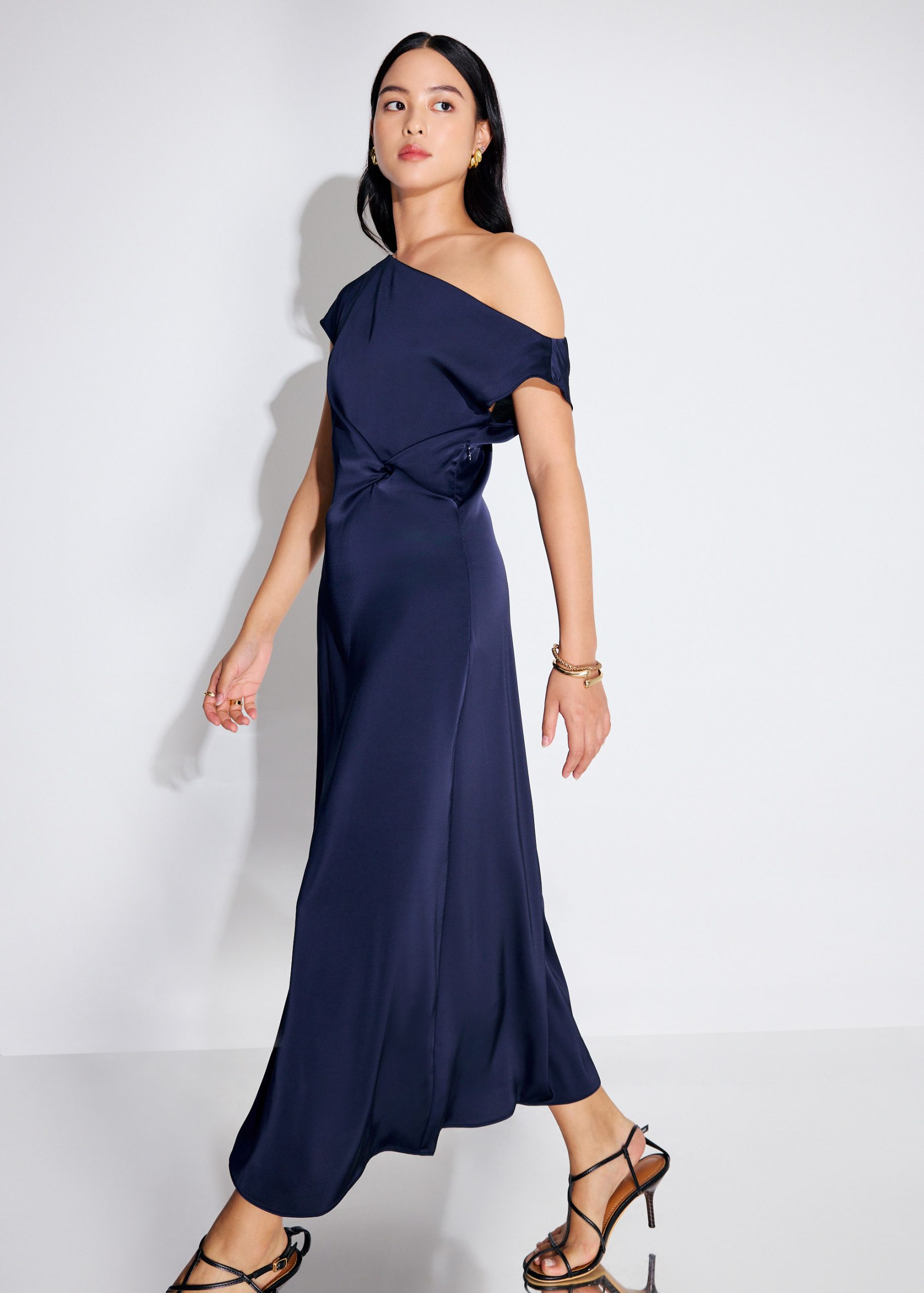 Intan Satin Asymmetric A-line Midaxi Dress - Image 4