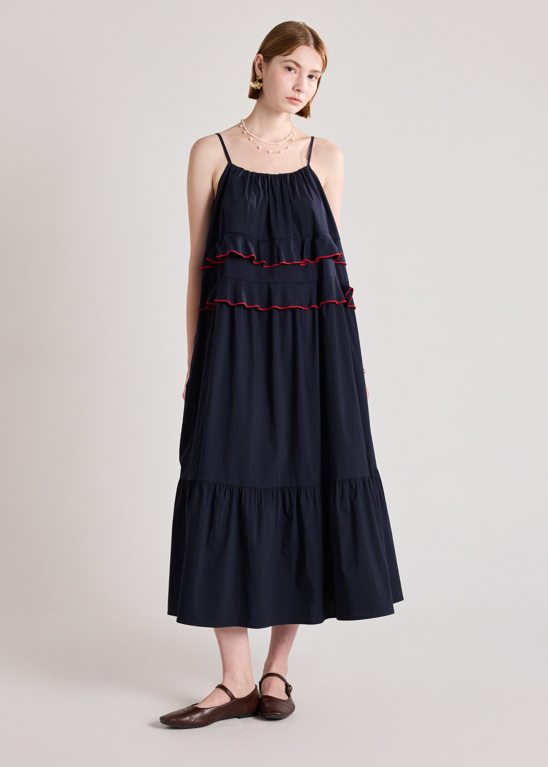 Cotton Tiered Trapeze Dress
