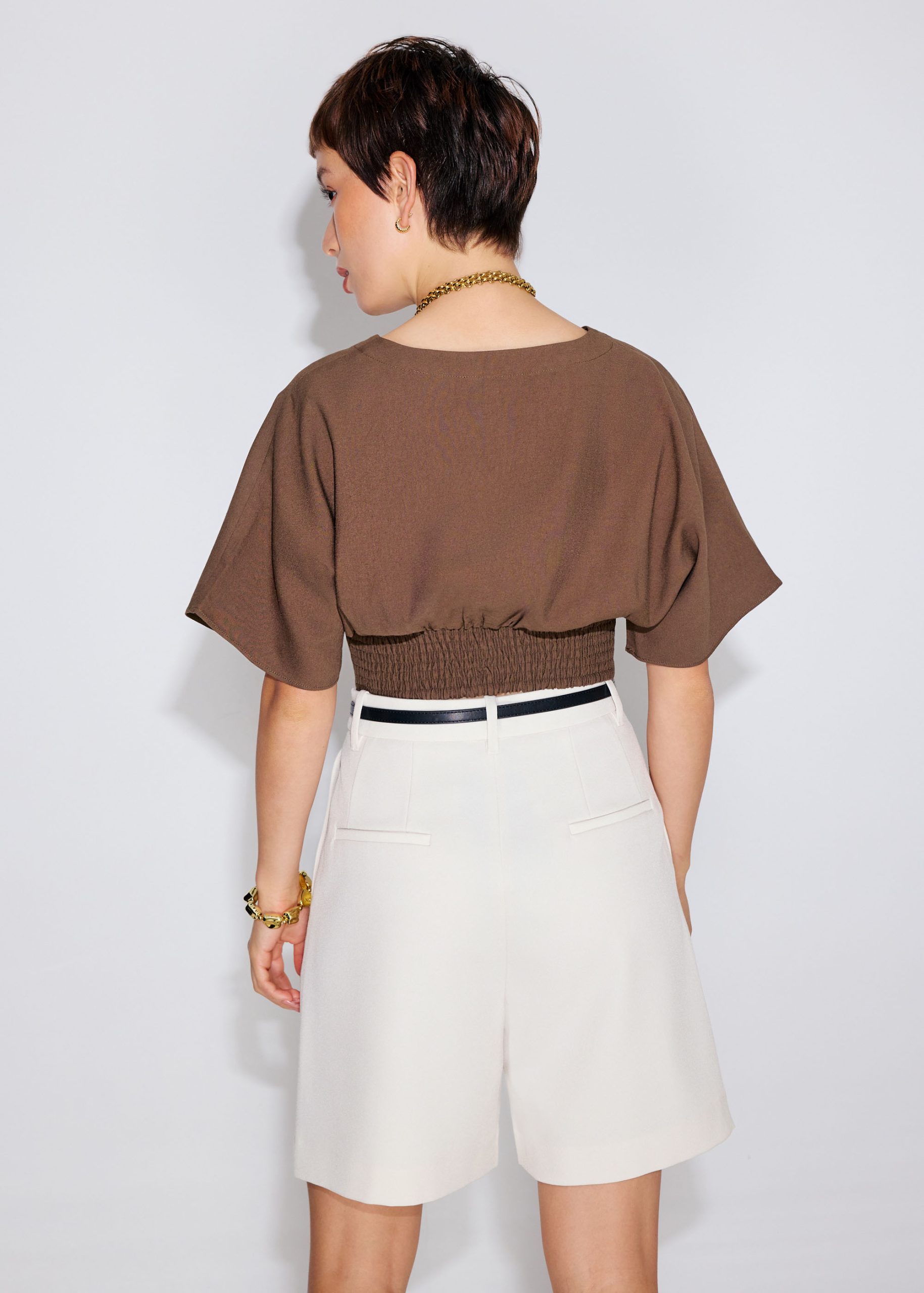 V-neck Kimono Sleeve Crop Top - Image 3