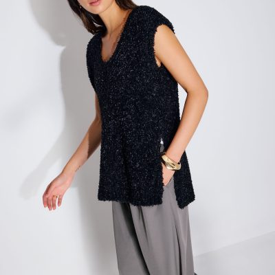 Multi-way Relaxed Fuzzy Knit Tunic Top