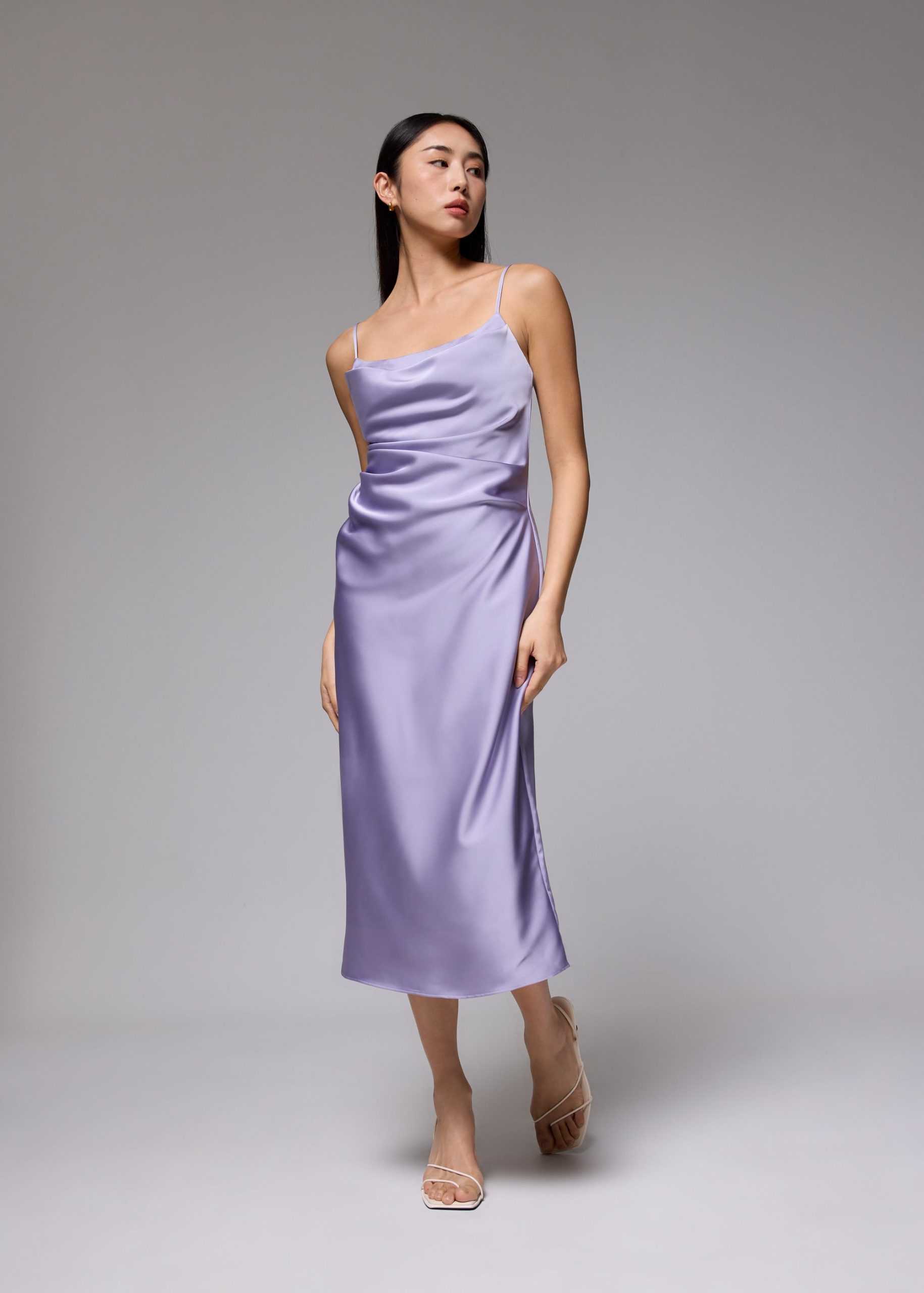 BraFree by LB Esme Satin Column Drape Midi Dress - Image 26