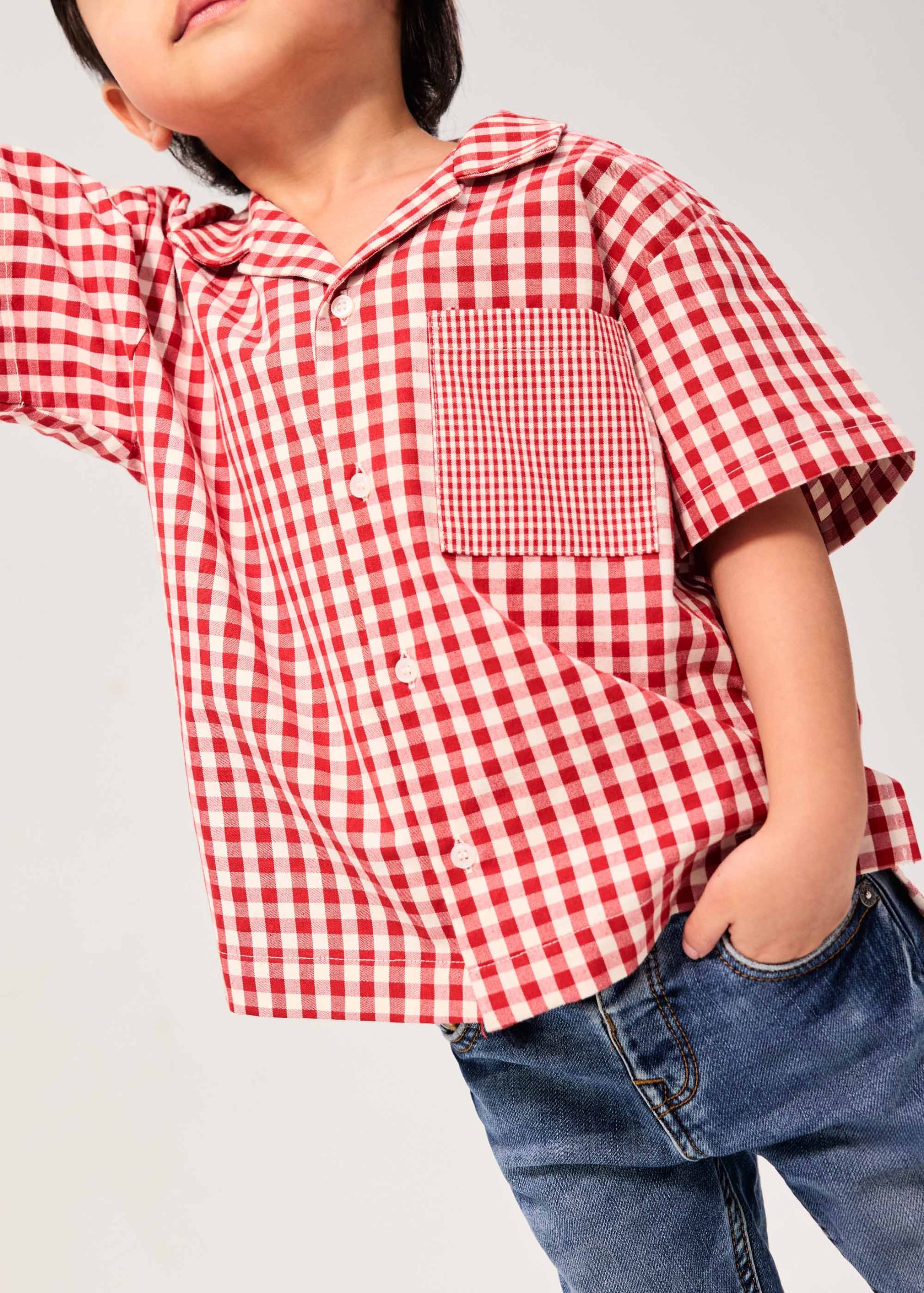 Kids' Gingham Cotton Button Down Shirt - Image 3
