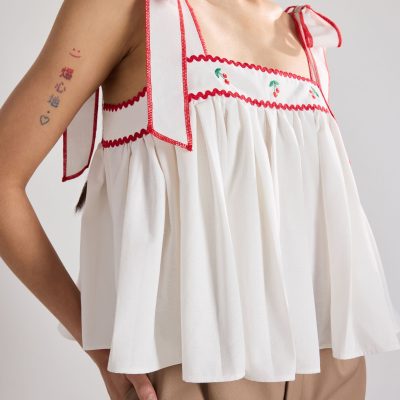 Embroidered Babydoll Top