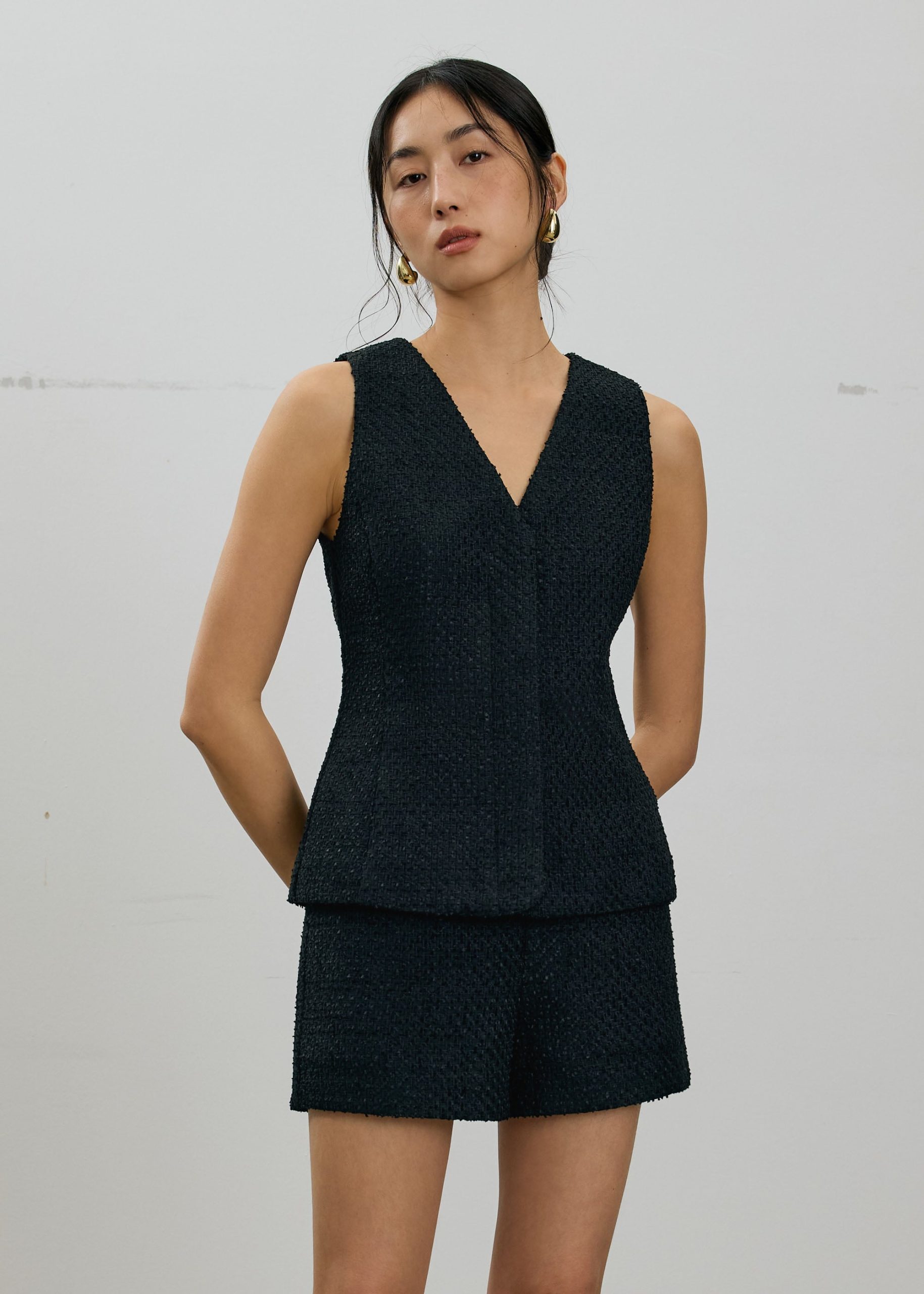 Fumiko Ribbon Tweed High Waist Shorts - Image 5