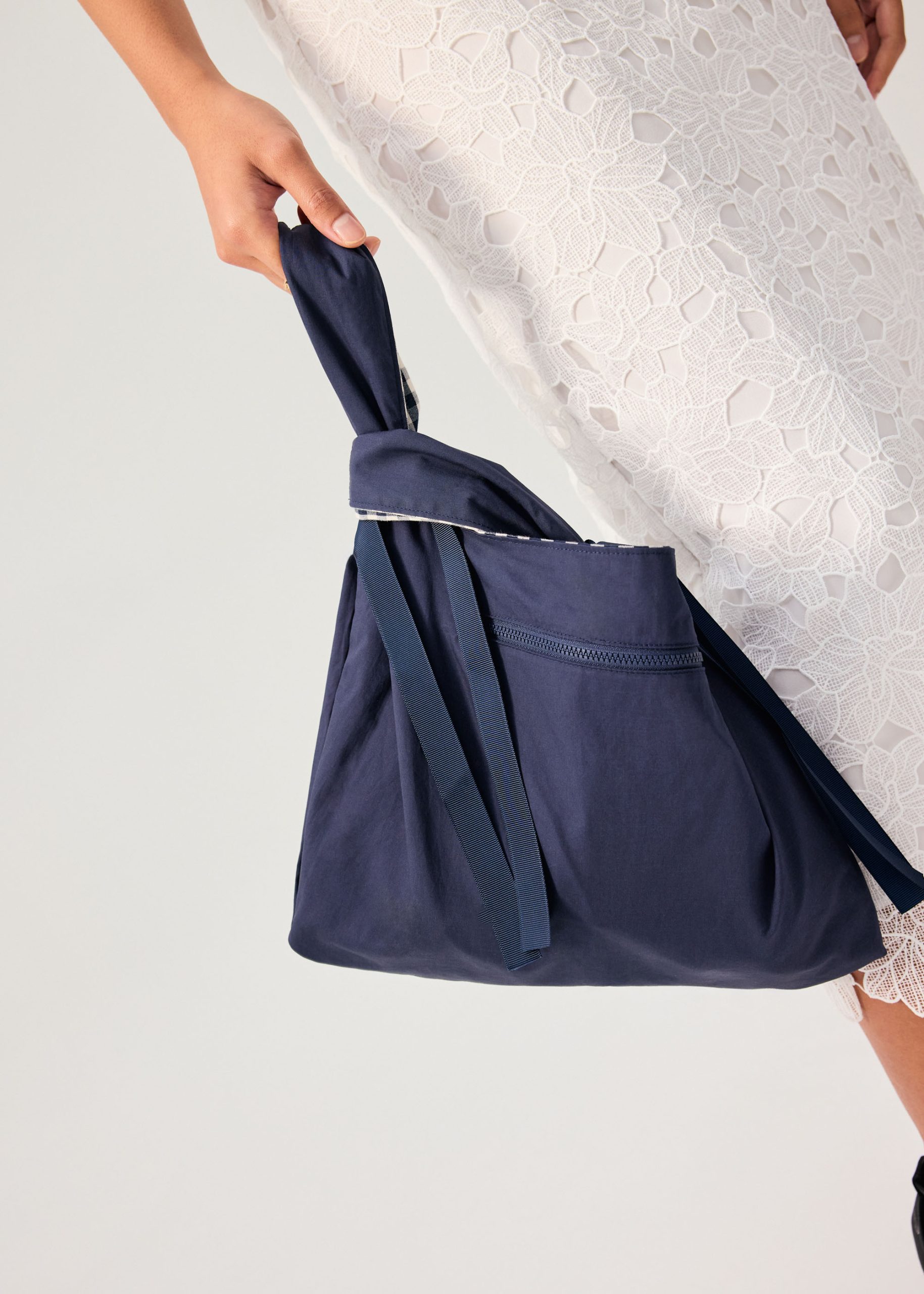 Reversible Gingham Small Tote Bag - Image 9