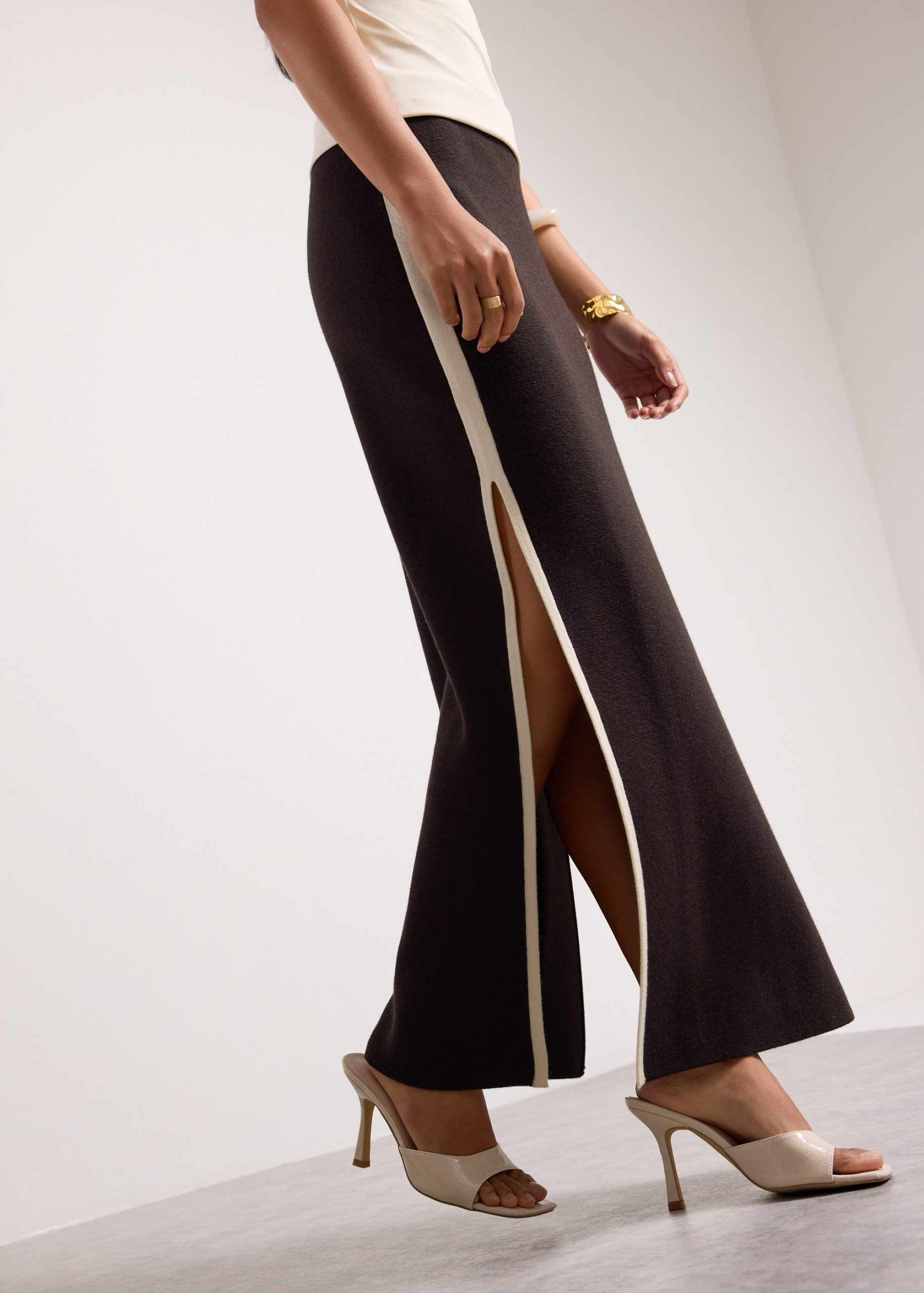 Elastic Knit High Waist Column Maxi Skirt - Image 13