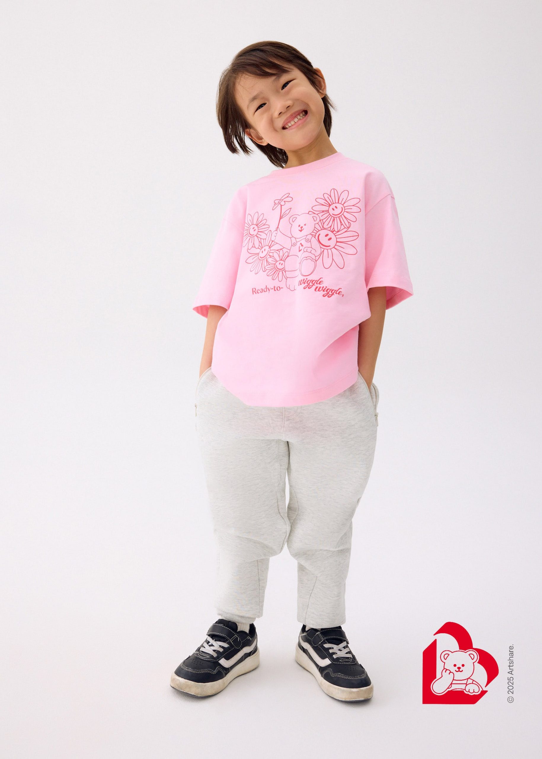 Love, Bonito | Wiggle Wiggle Kids' Oversized Graphic Tee in Strawberry Gelato - Image 2