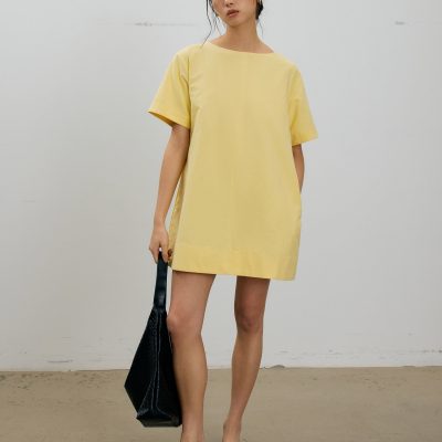 Boxy Boat Neck Mini Dress