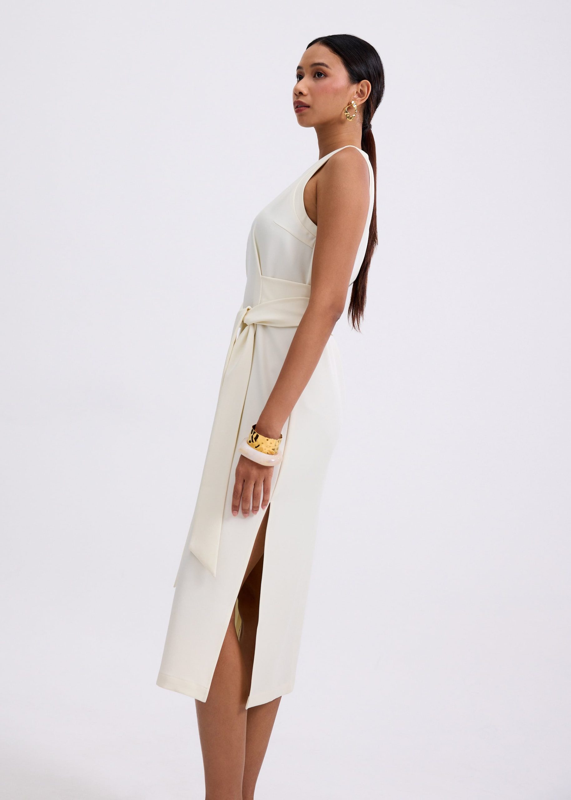 Poppy Round Neck Column Midi Dress - Image 4