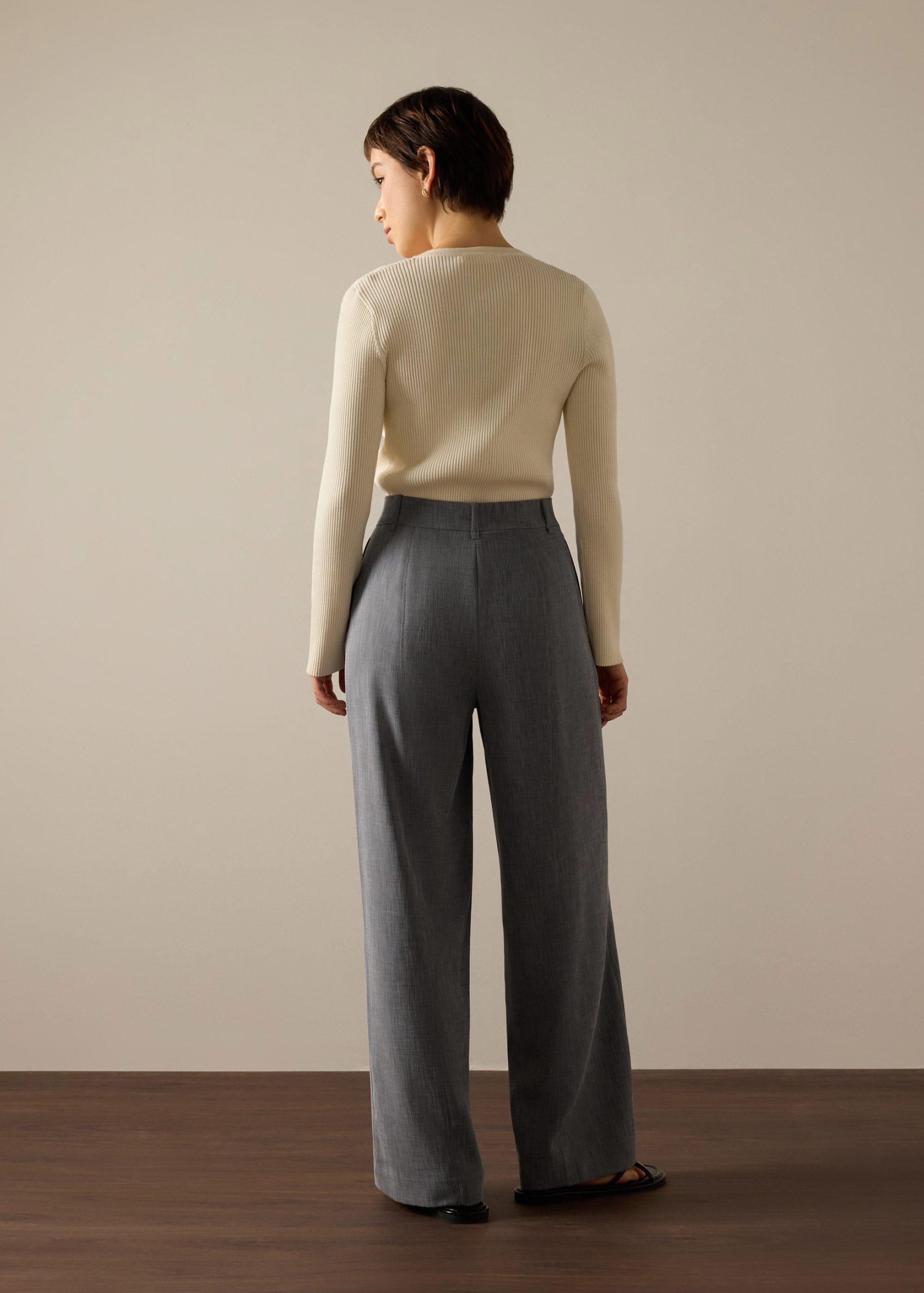 PETITE Leggy??Pia Adjustable Hem Elastic Melange Straight Leg Pants - Image 13