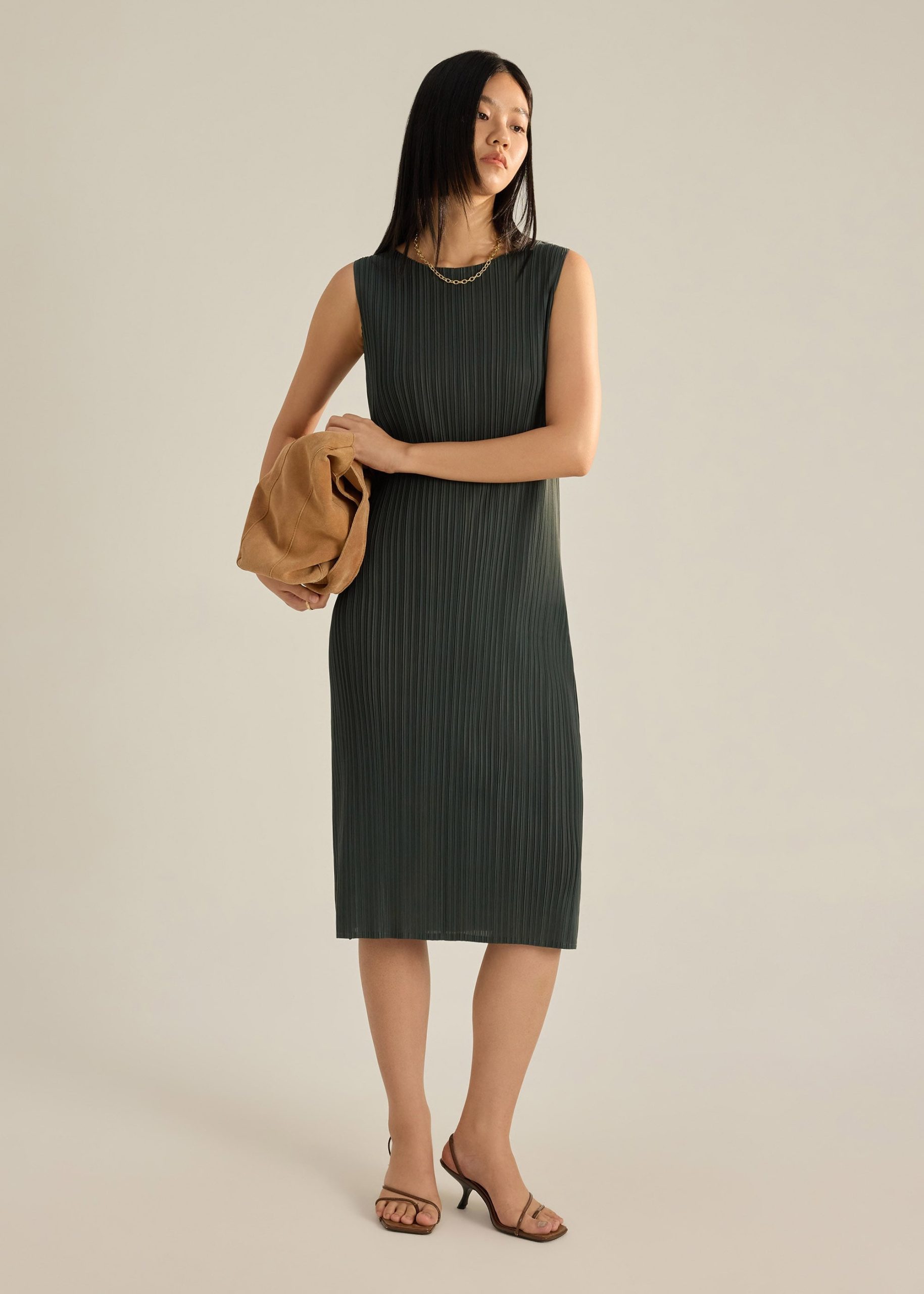 Rumi Plissé Column Dress