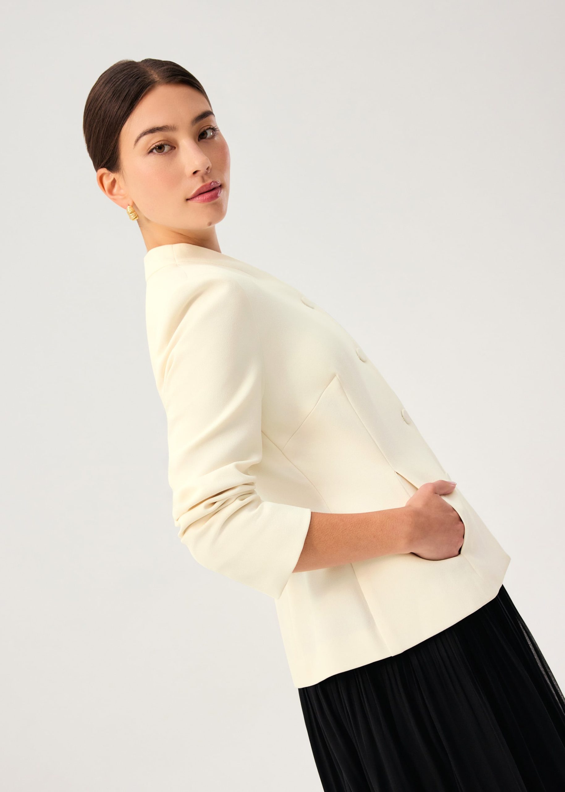 RuchedReady® Yue Mandarin Collar Cinched Jacket - Image 9