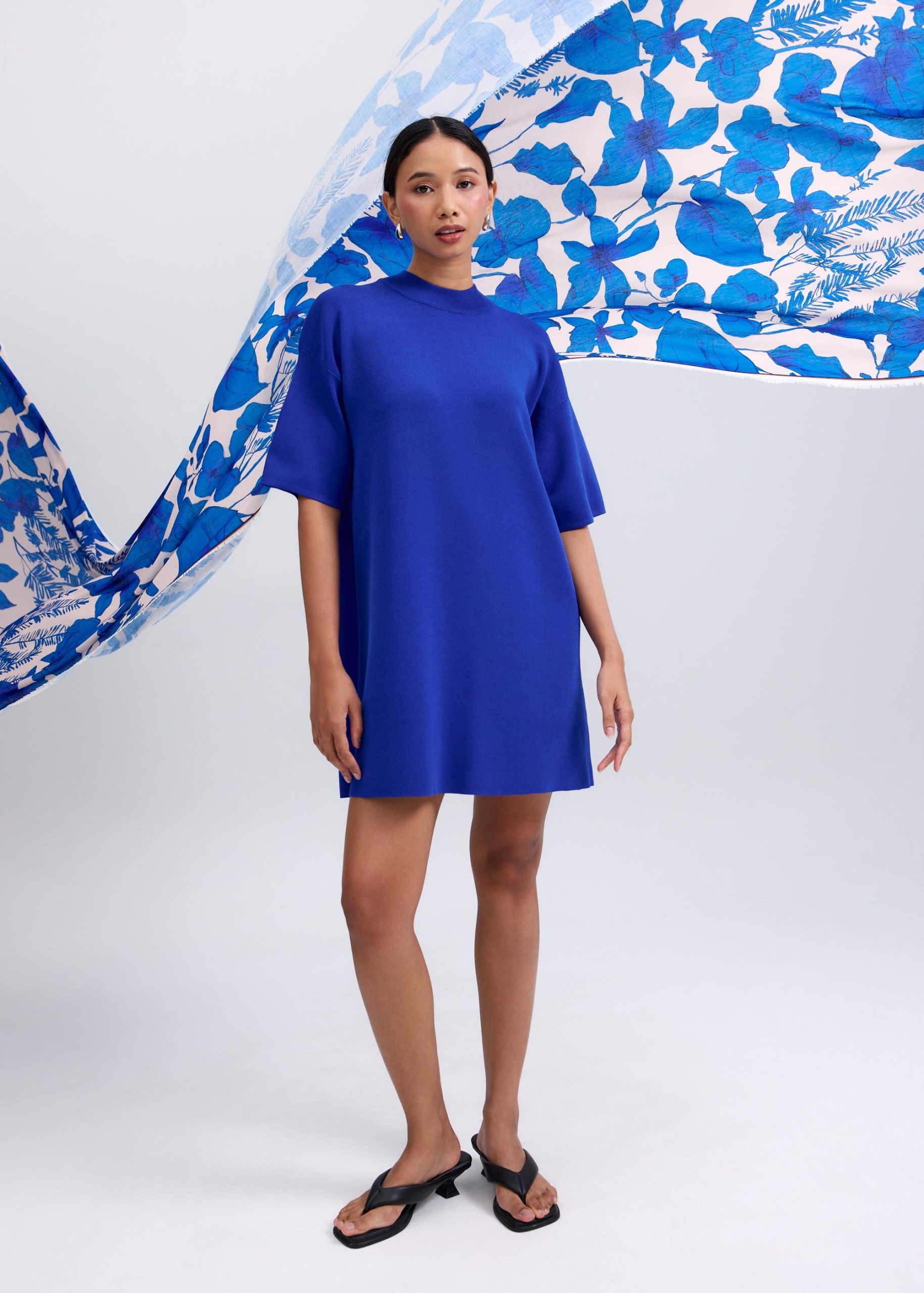 Knit Round Neck Shift Mini Dress - Image 12