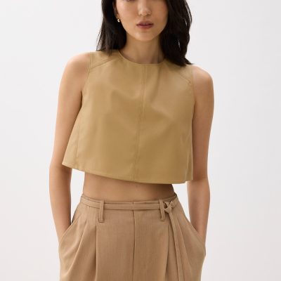 Boxy Vegan Leather Crop Top