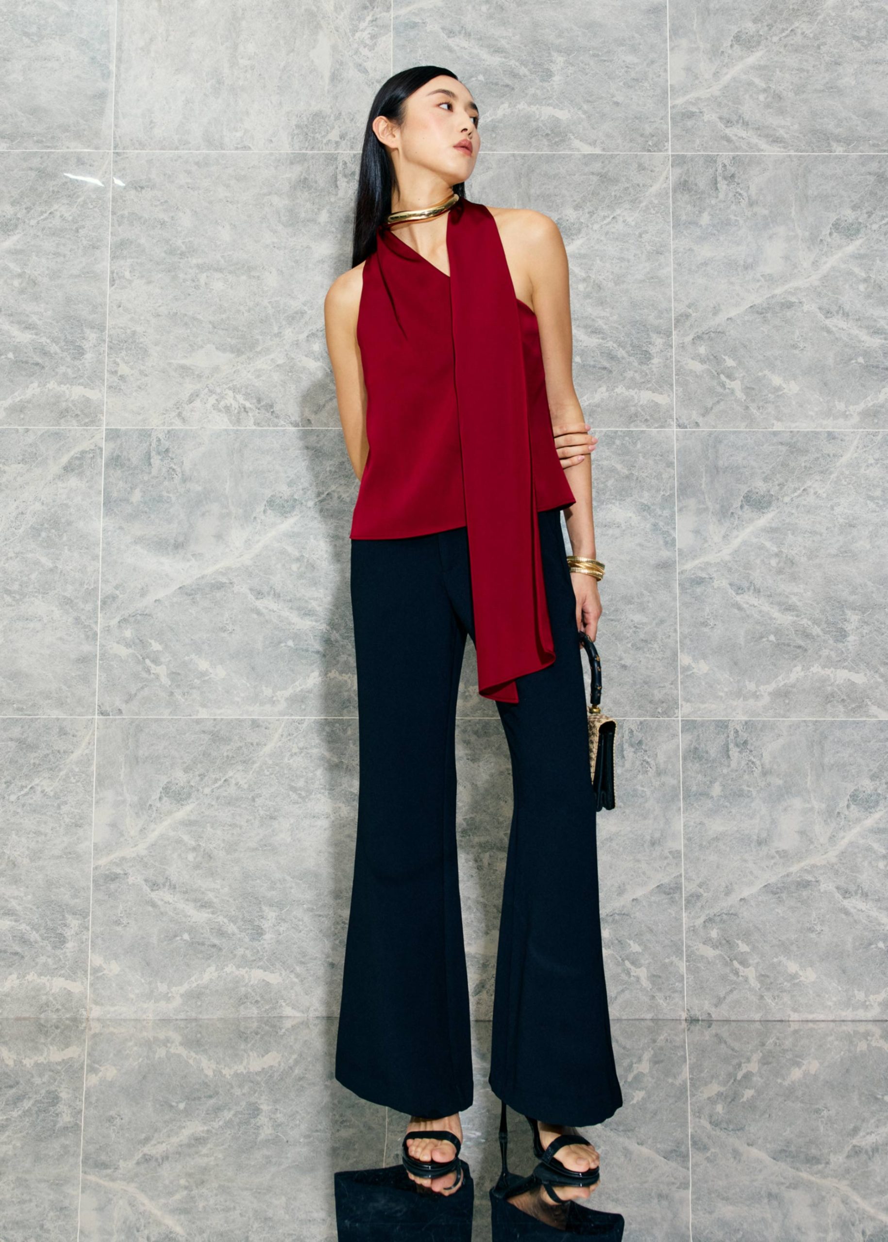 Leggy??Pvara Crepe Kick Flare Pants - Image 3