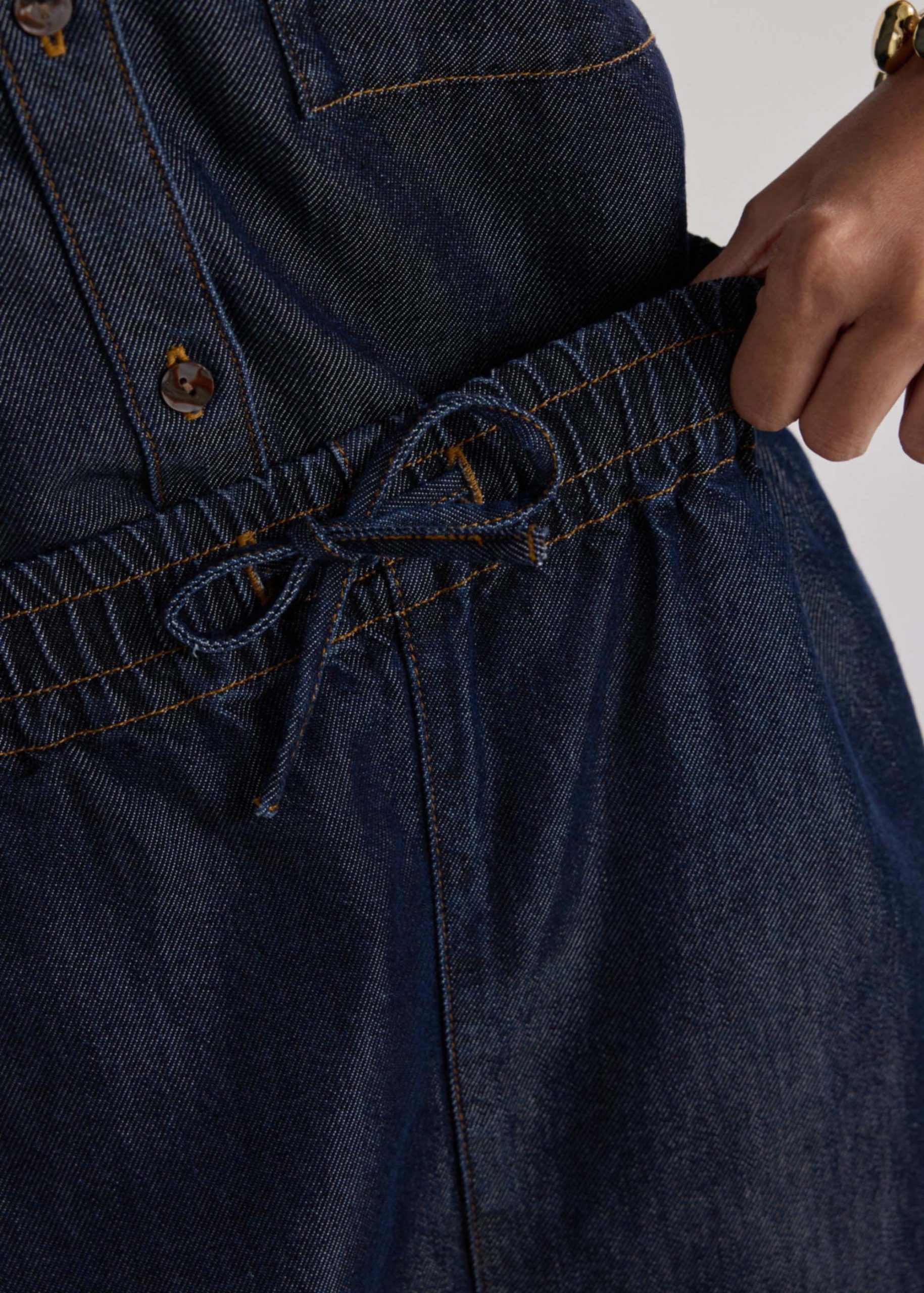 Demi Lyocell Chambray Drawstring Shorts - Image 5