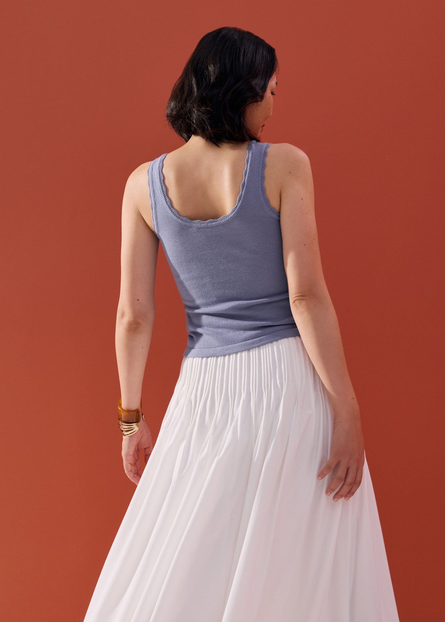 Rue Knit Scoop Neck Scallop Edge Tank Top - Image 16