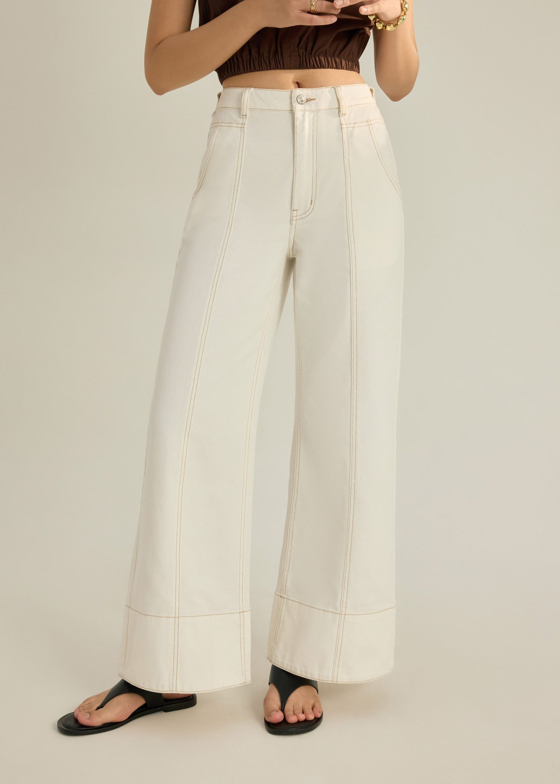 Leggy??Denim Panelled Wide Leg Jeans - Image 2
