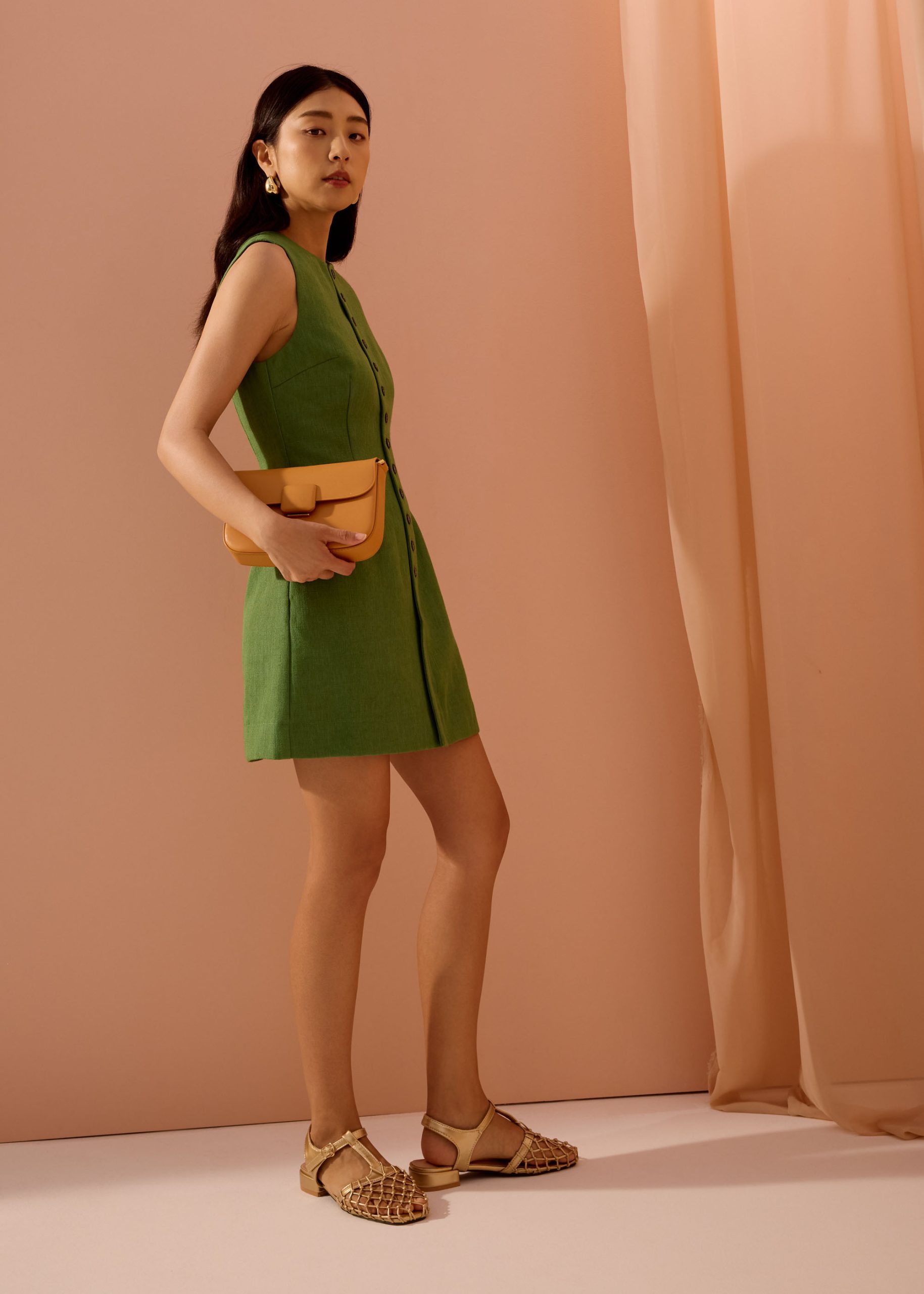 Rani Textured Button Down Shift Mini Dress - Image 5
