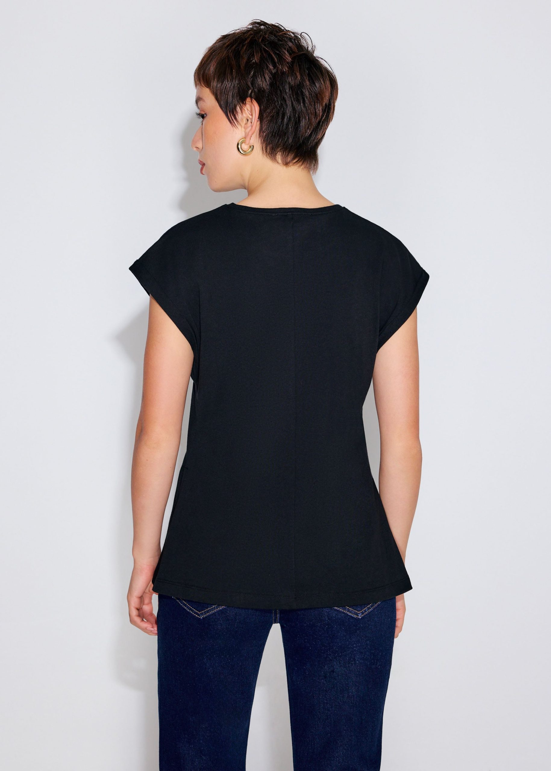 Kelly Cotton Round Neck Drop Shoulder T-shirt - Image 6