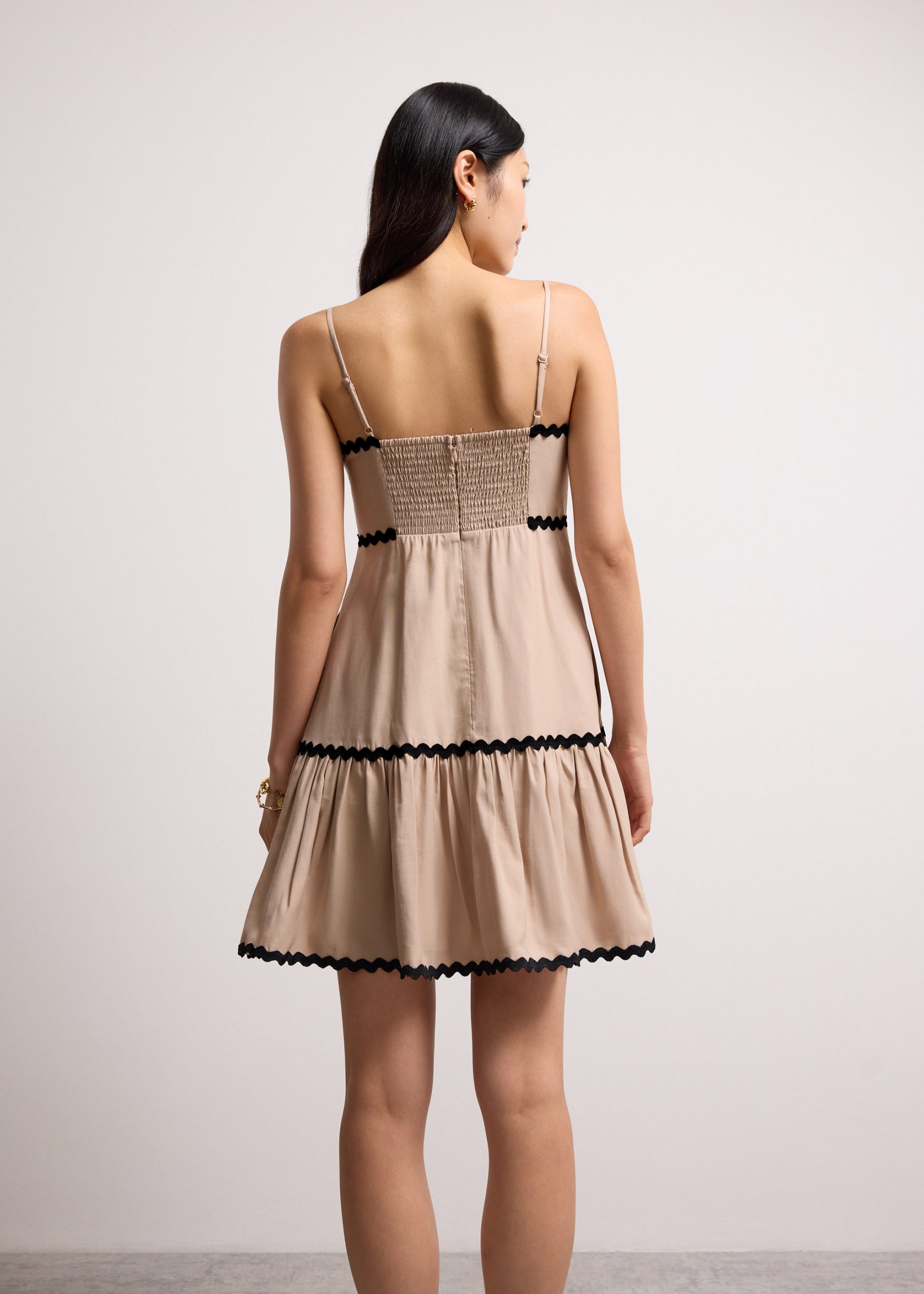 Scallop Trim Straight Neck Mini Dress - Image 13