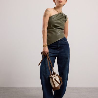 Fitted Vegan Leather Toga Top