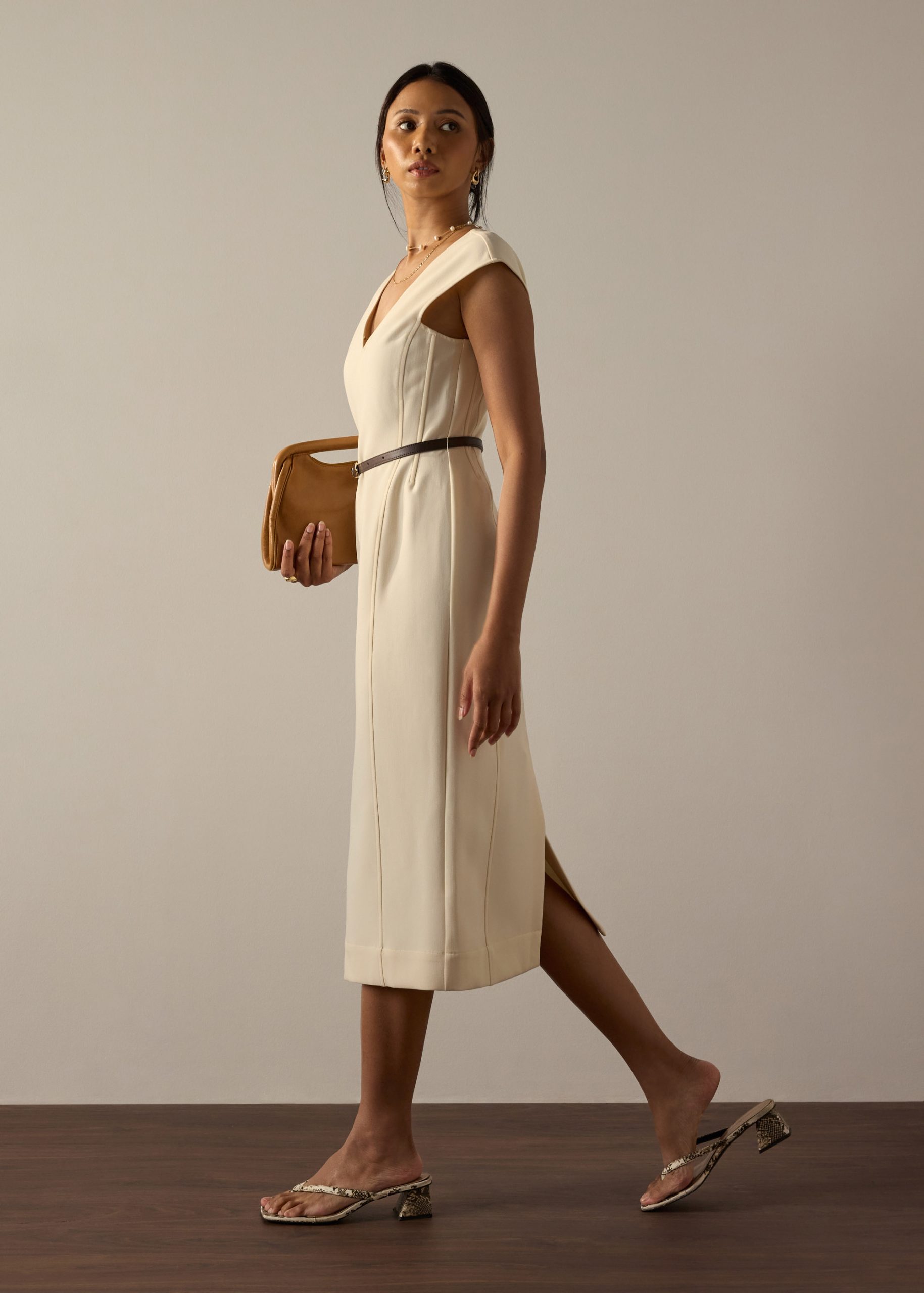 Sofi Belted V-neck Column Midaxi Dress - Image 11