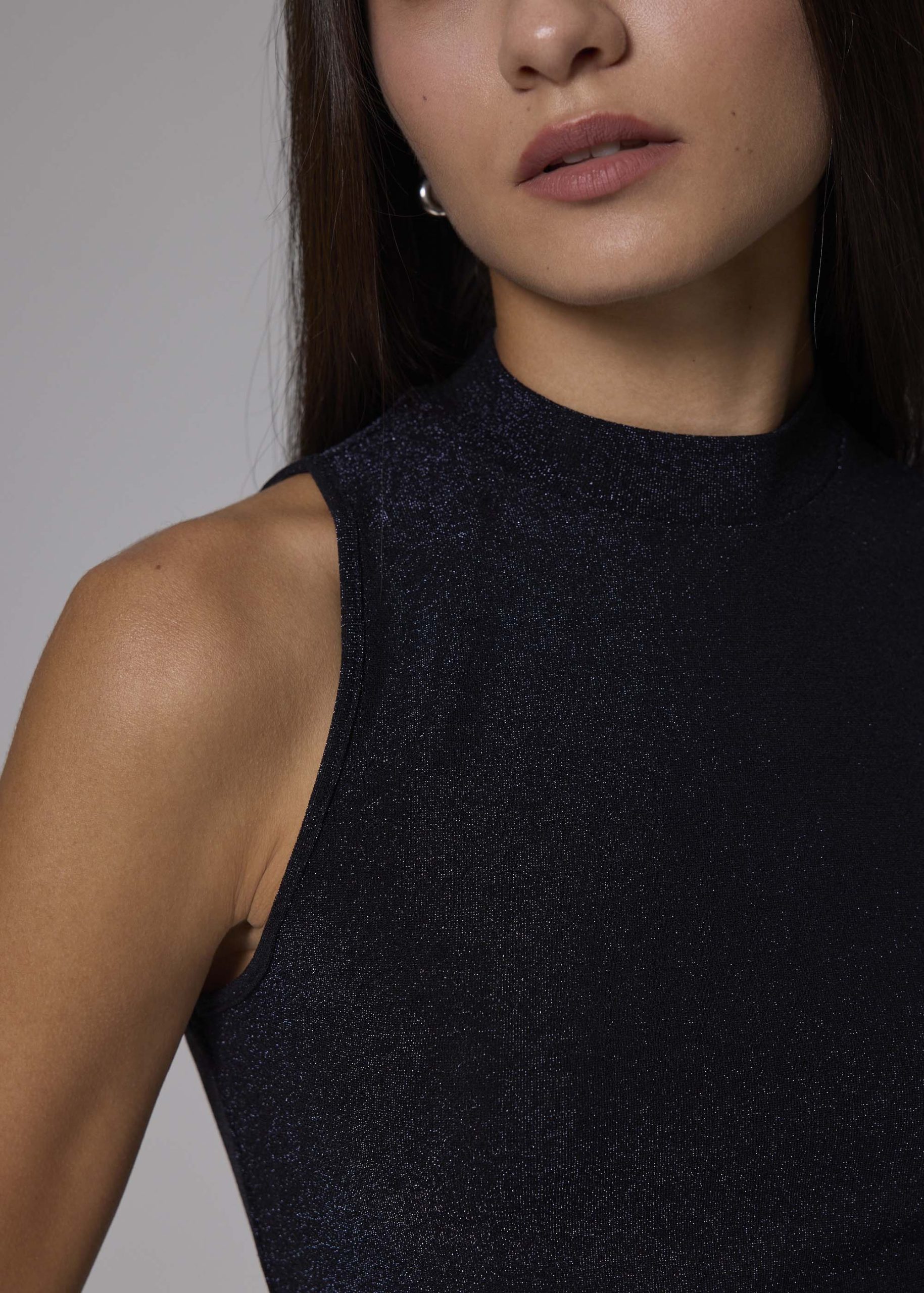 Fitted Jersey Mock Neck Top - Image 13