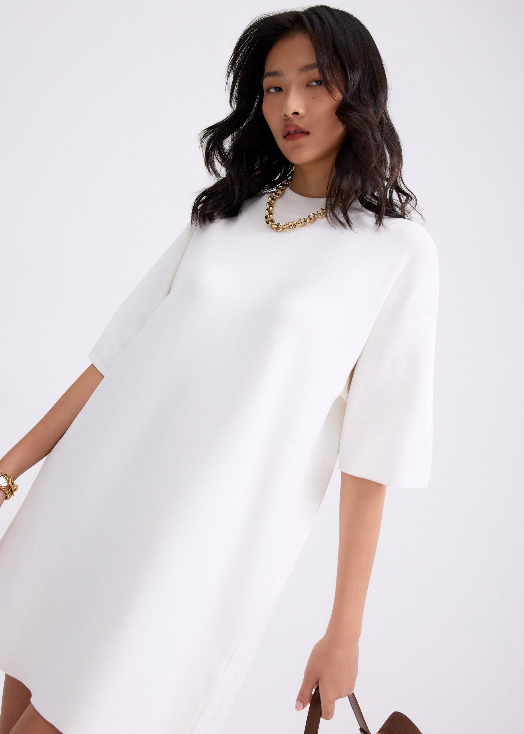 Knit Round Neck Shift Mini Dress - Image 9