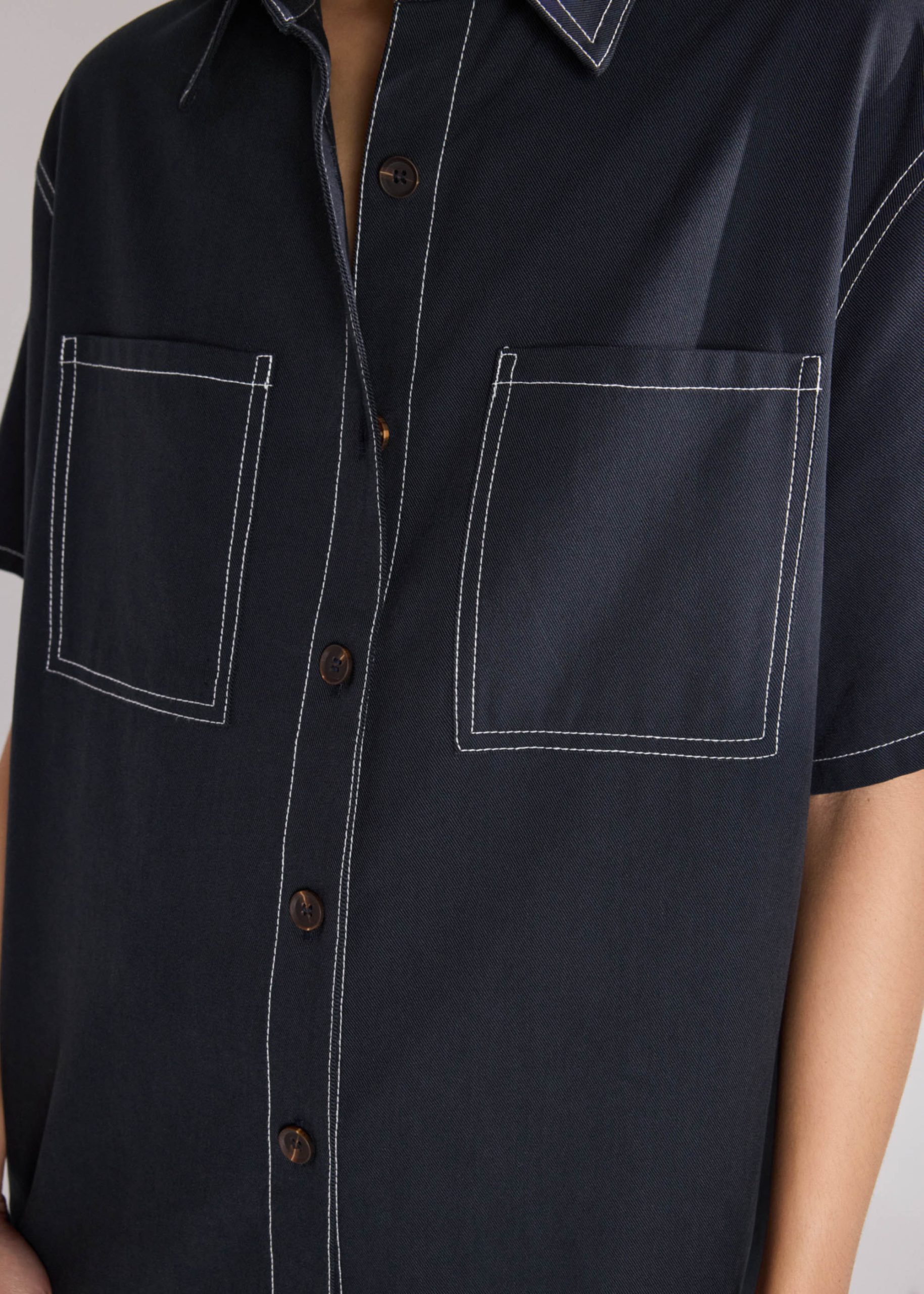 Contrast Stitch Oversized Shirt - Image 8