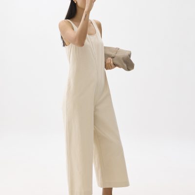 Relaxed Square Neck Straight Leg Jumpsuit