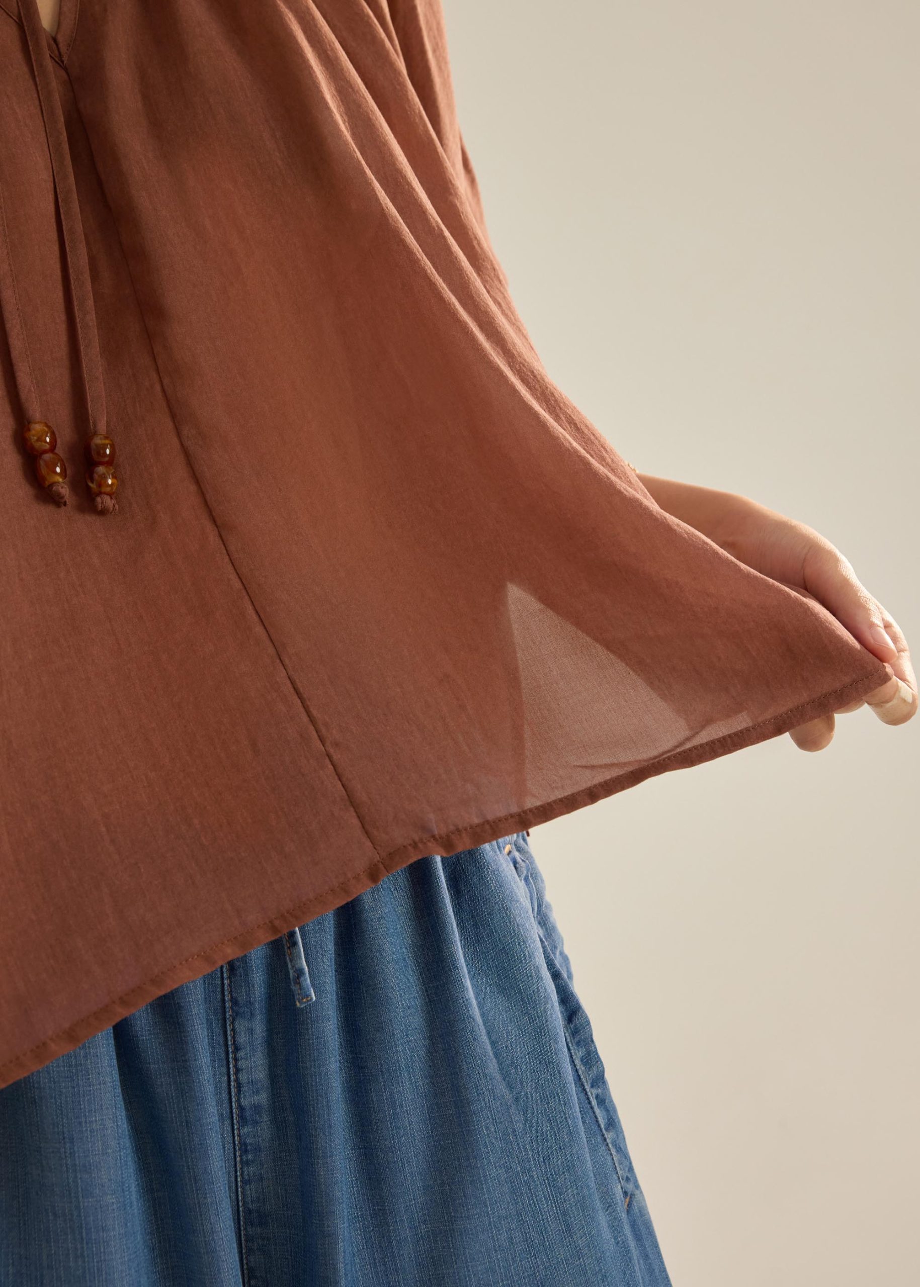 Lyocell Relaxed Front Tie Top - Image 10