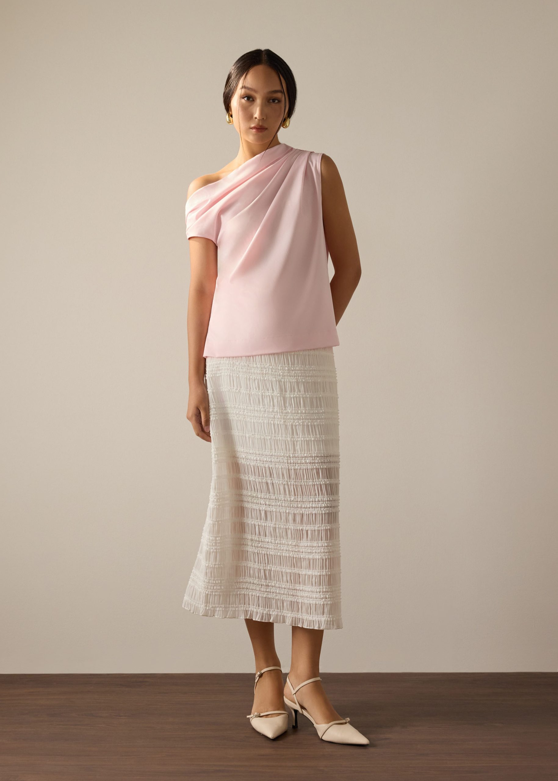 Coleen Poplin Drape Asymmetric Top - Image 15