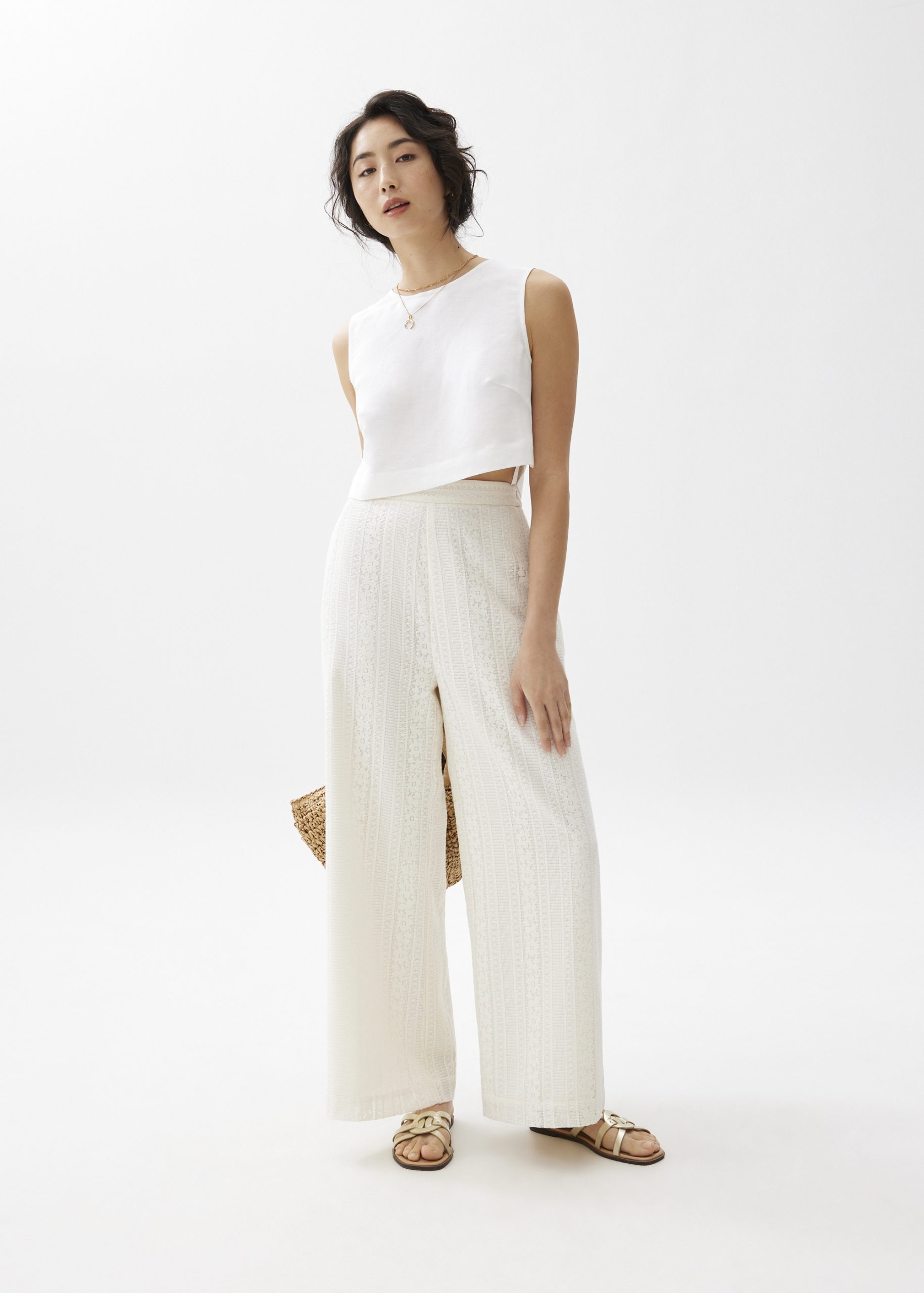 Elastic Lace Wide Leg Pants - Image 12