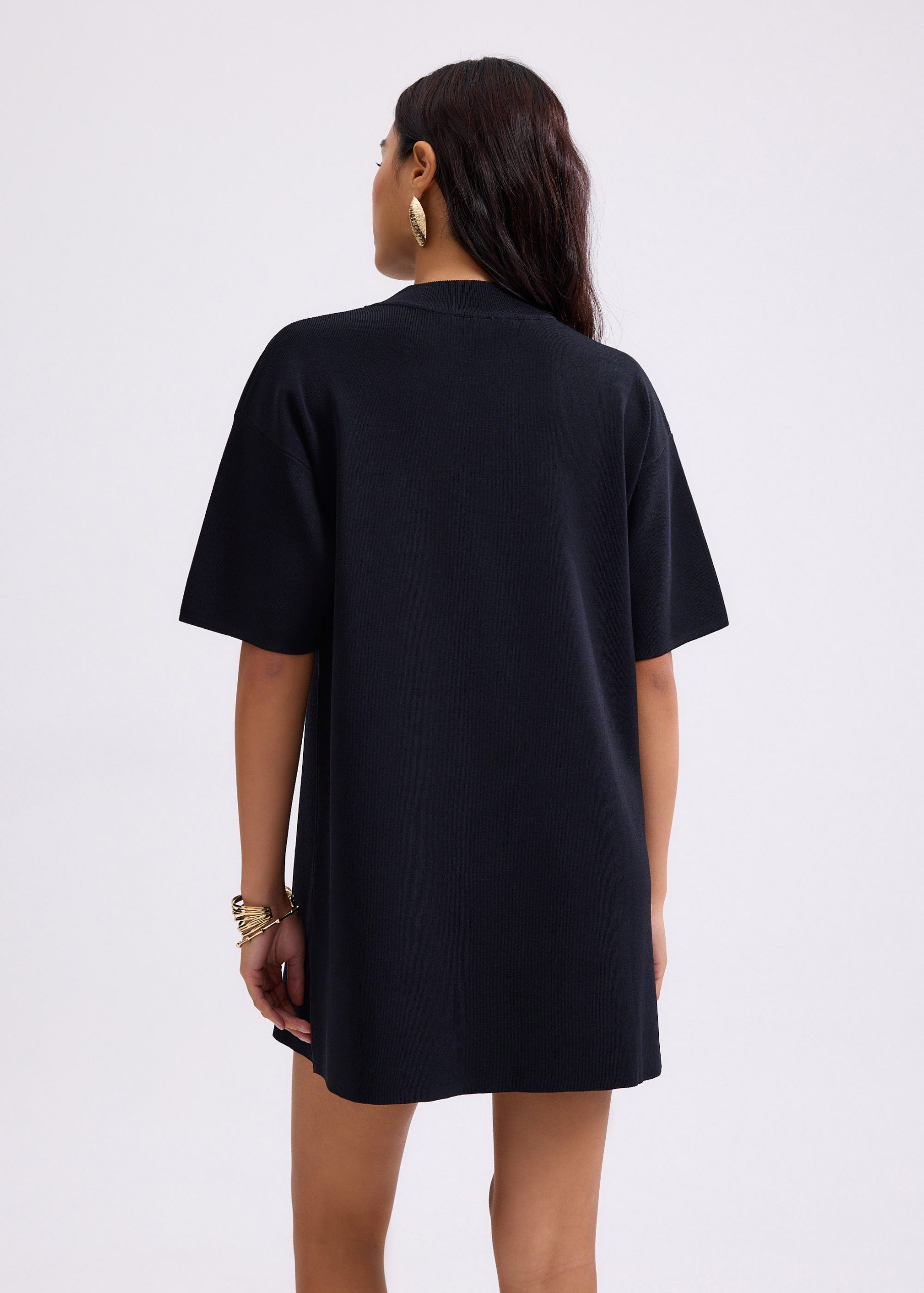 Knit Round Neck Shift Mini Dress - Image 7